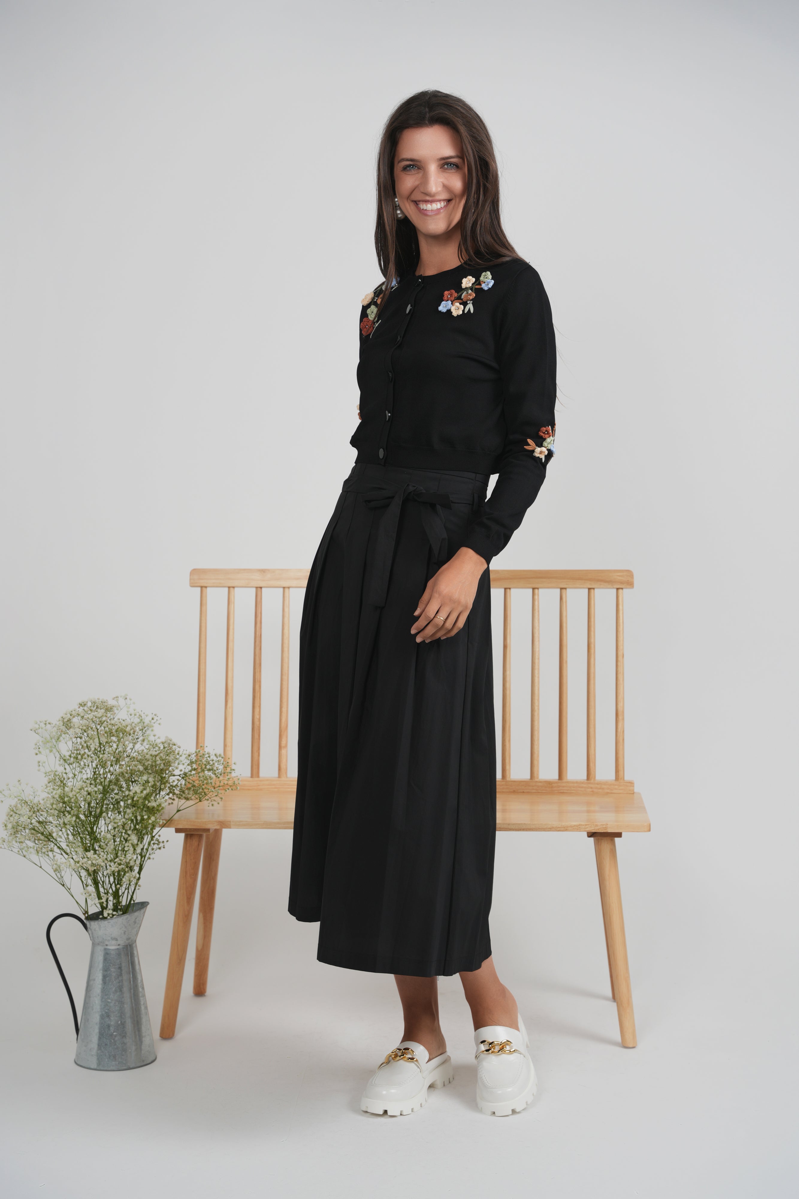 Cotton Midi Pleated Skirt in by E.U.X. Exclusive