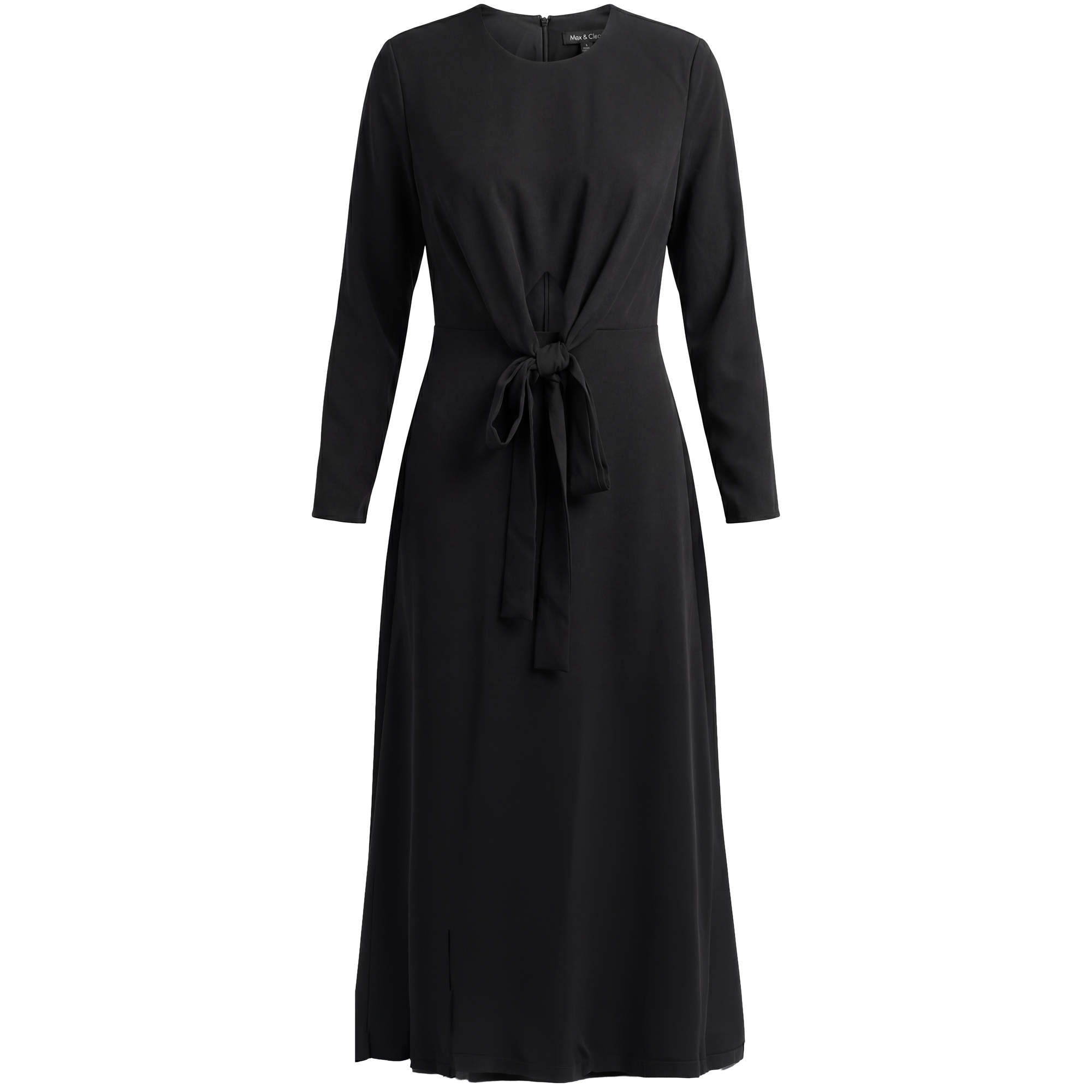 Crepe Maxi Tie Dress in Black by MiuMax