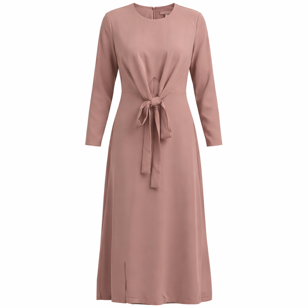 Crepe Maxi Tie Dress in Mauve by MiuMax
