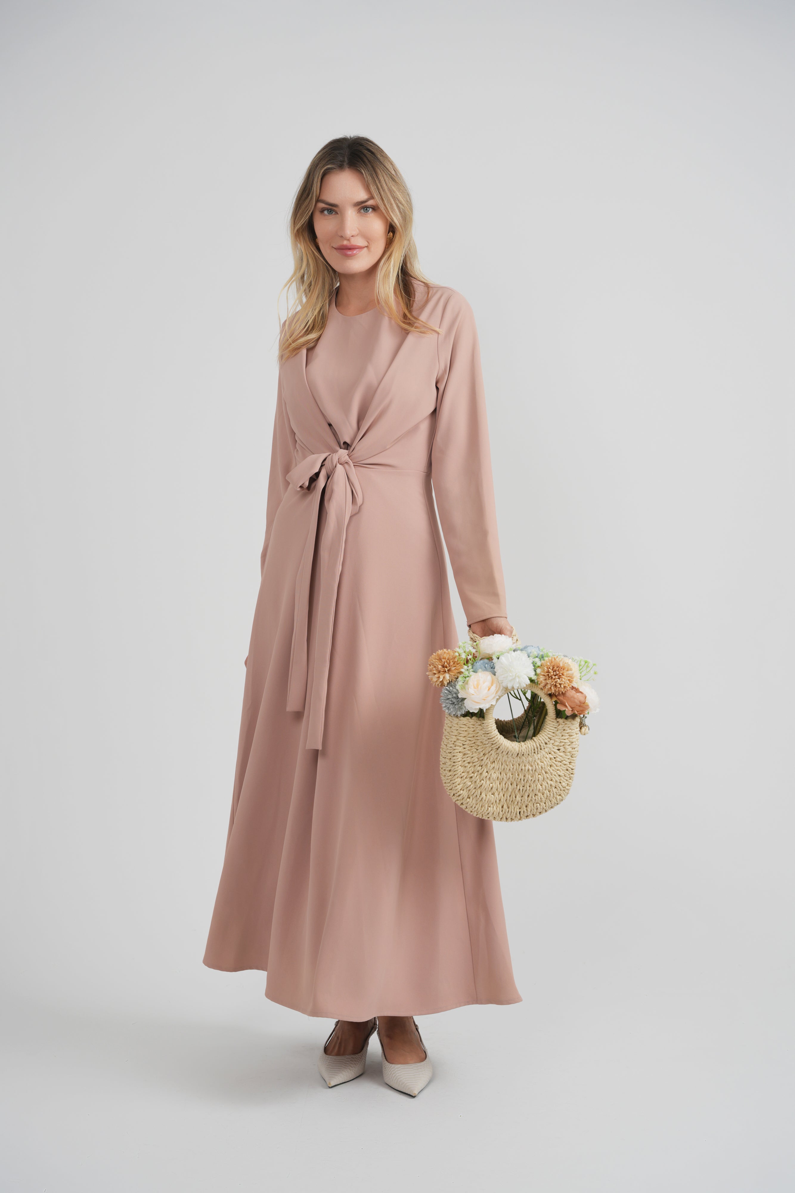 Crepe Maxi Tie Dress in by MiuMax