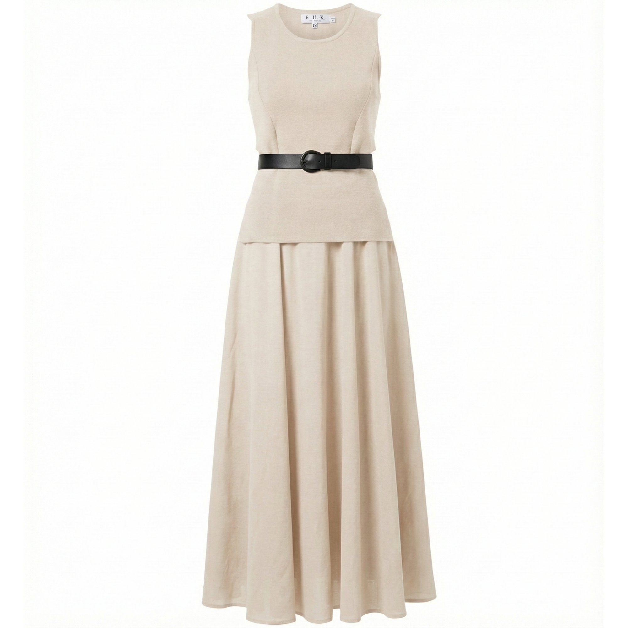 Belted Vest Crepe Jumper Combo in Vanilla by E.U.X. Exclusive