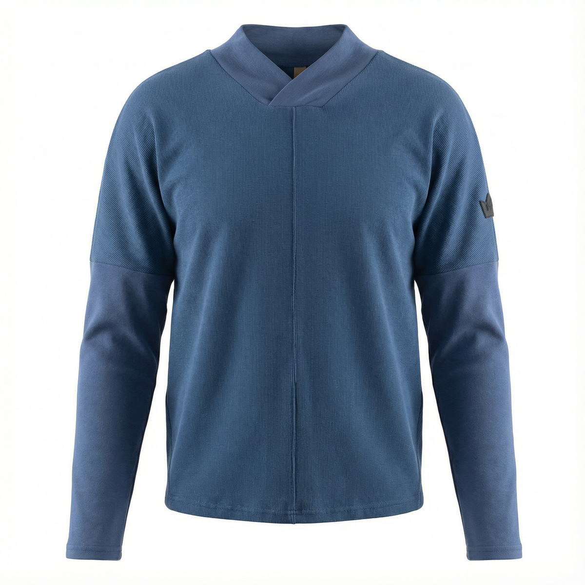 Ribbed V Neck Sweatshirt Combo in Chambray by Positive