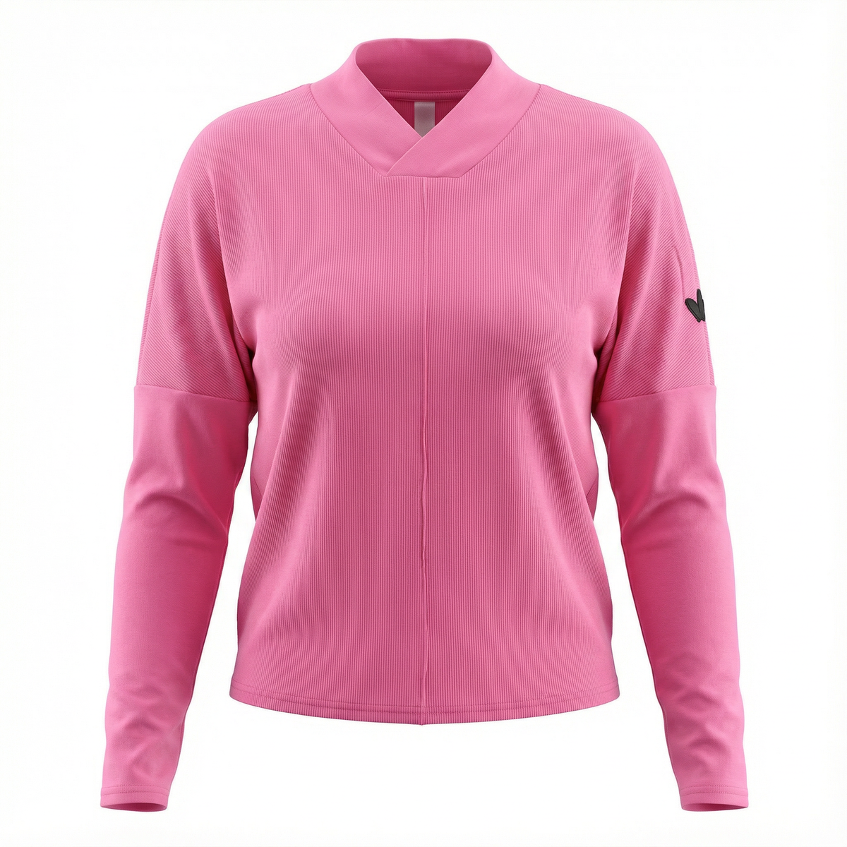 Ribbed V Neck Sweatshirt Combo in Dark Pink by Positive