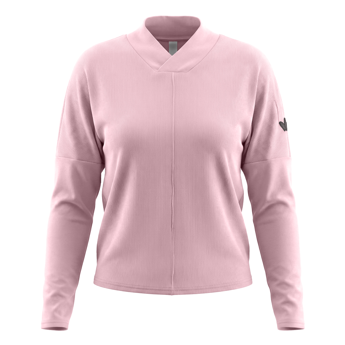 Ribbed V Neck Sweatshirt Combo in Light Pink by Positive
