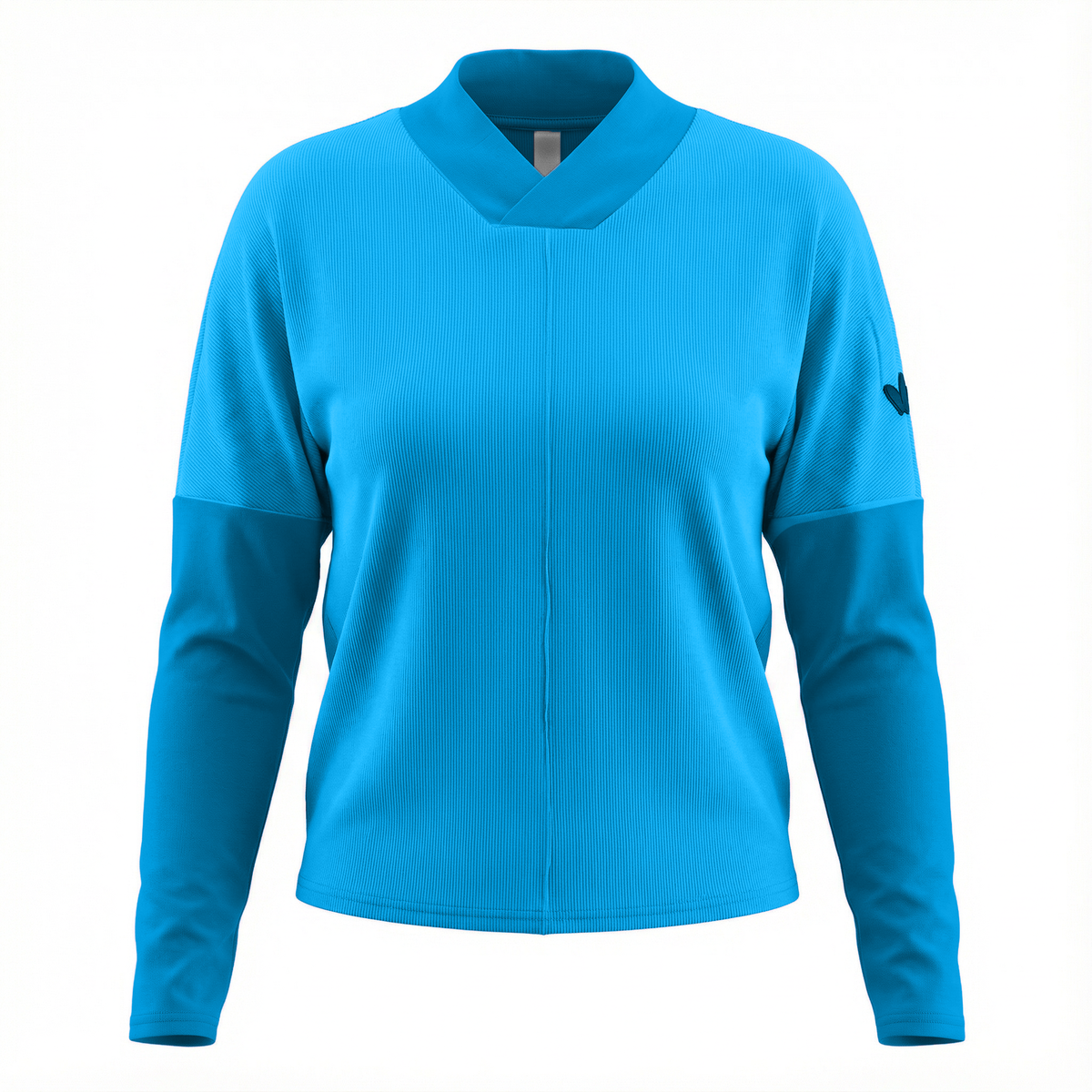 Ribbed V Neck Sweatshirt Combo in Malibu Blue by Positive
