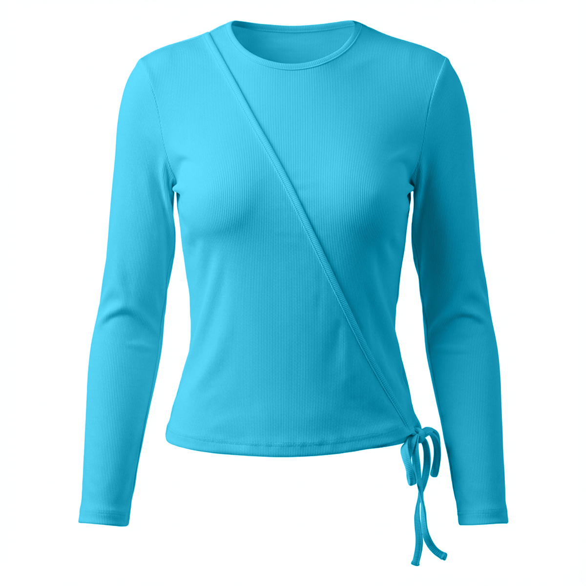 Ribbed Wrap Tee in Capri by Positive