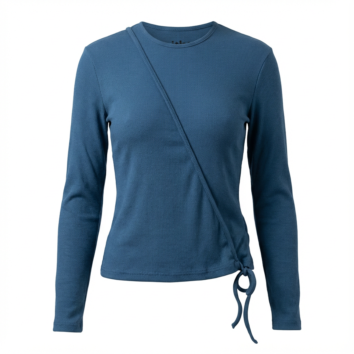 Ribbed Wrap Tee in Chambray by Positive