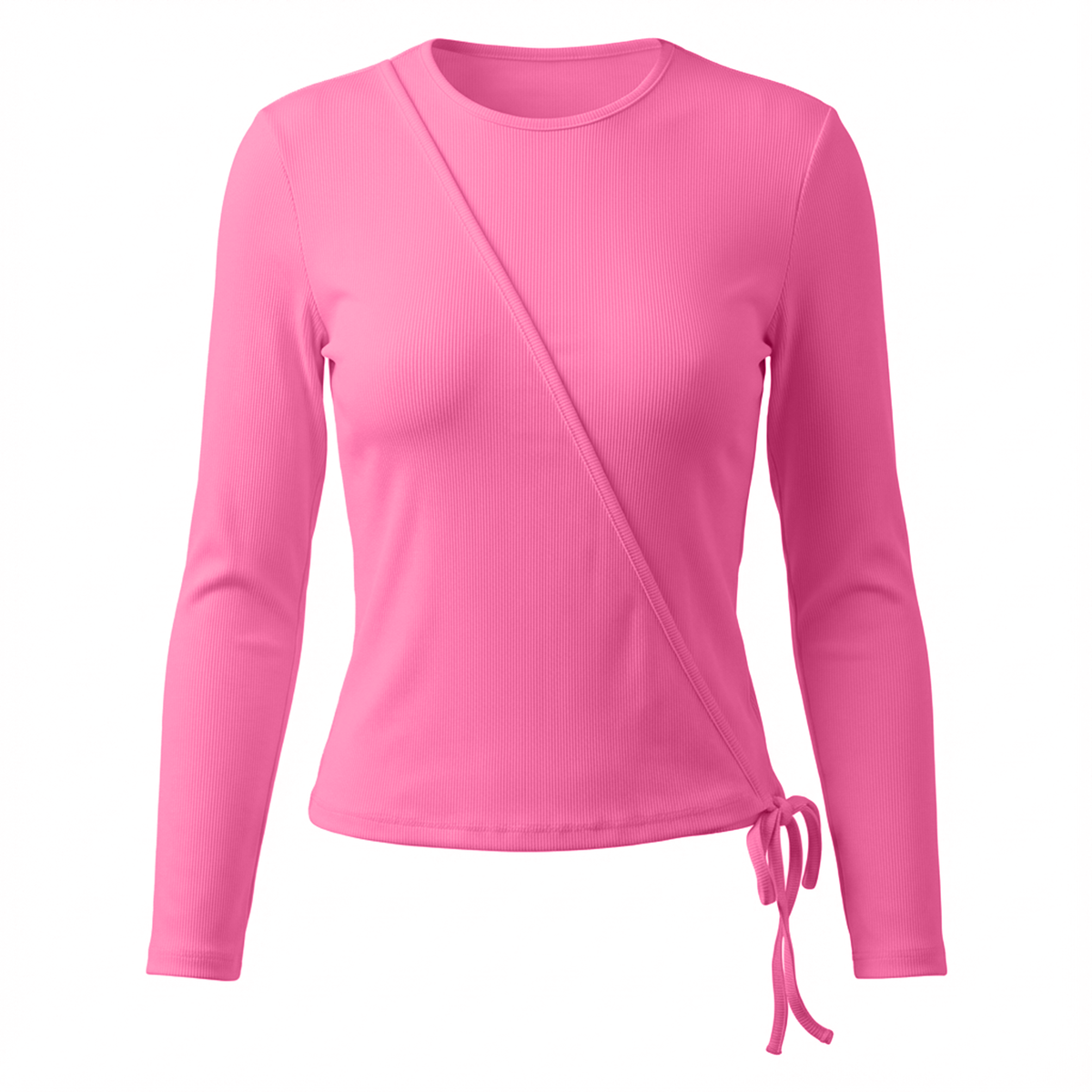 Ribbed Wrap Tee in Dark Pink by Positive