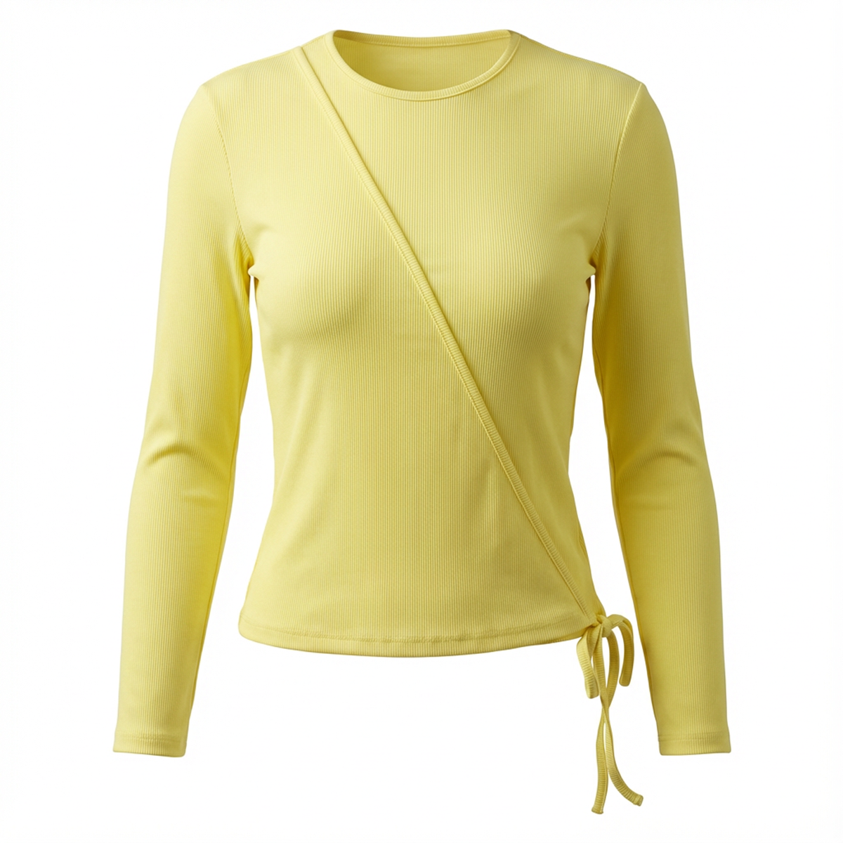 Ribbed Wrap Tee in Lime Light by Positive