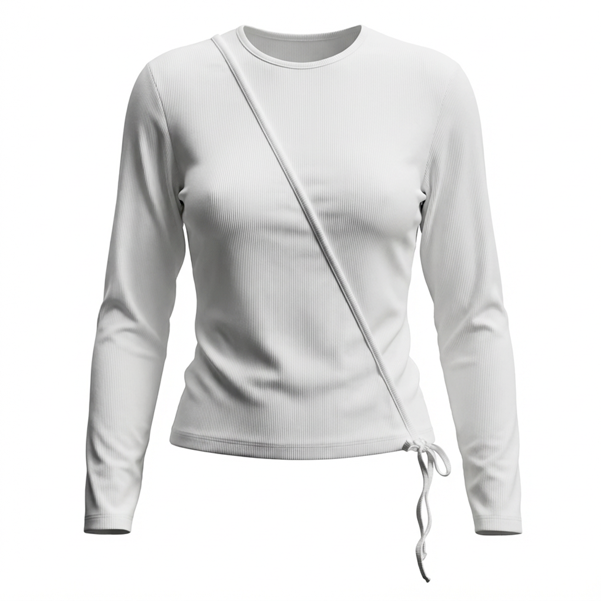 Ribbed Wrap Tee in White by Positive
