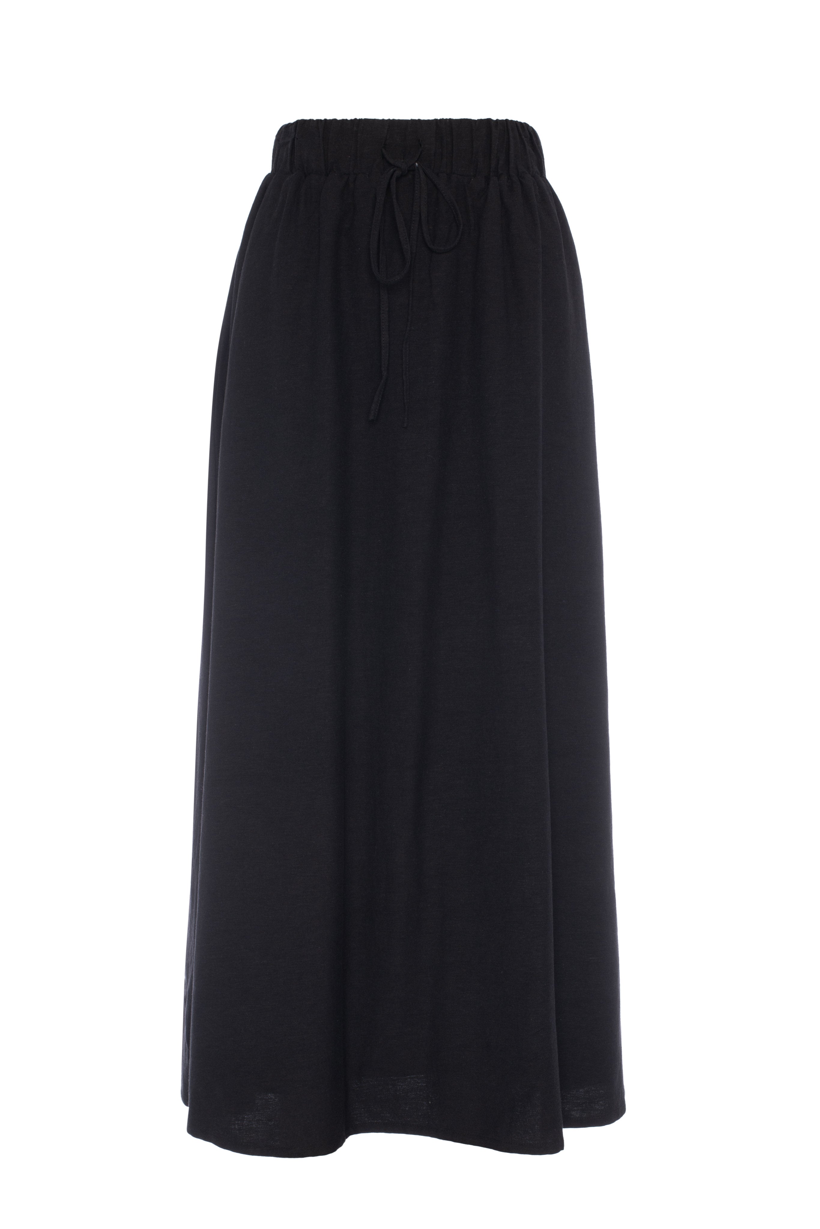 Linen Maxi Pull On Skirt in Black by The Norway Club