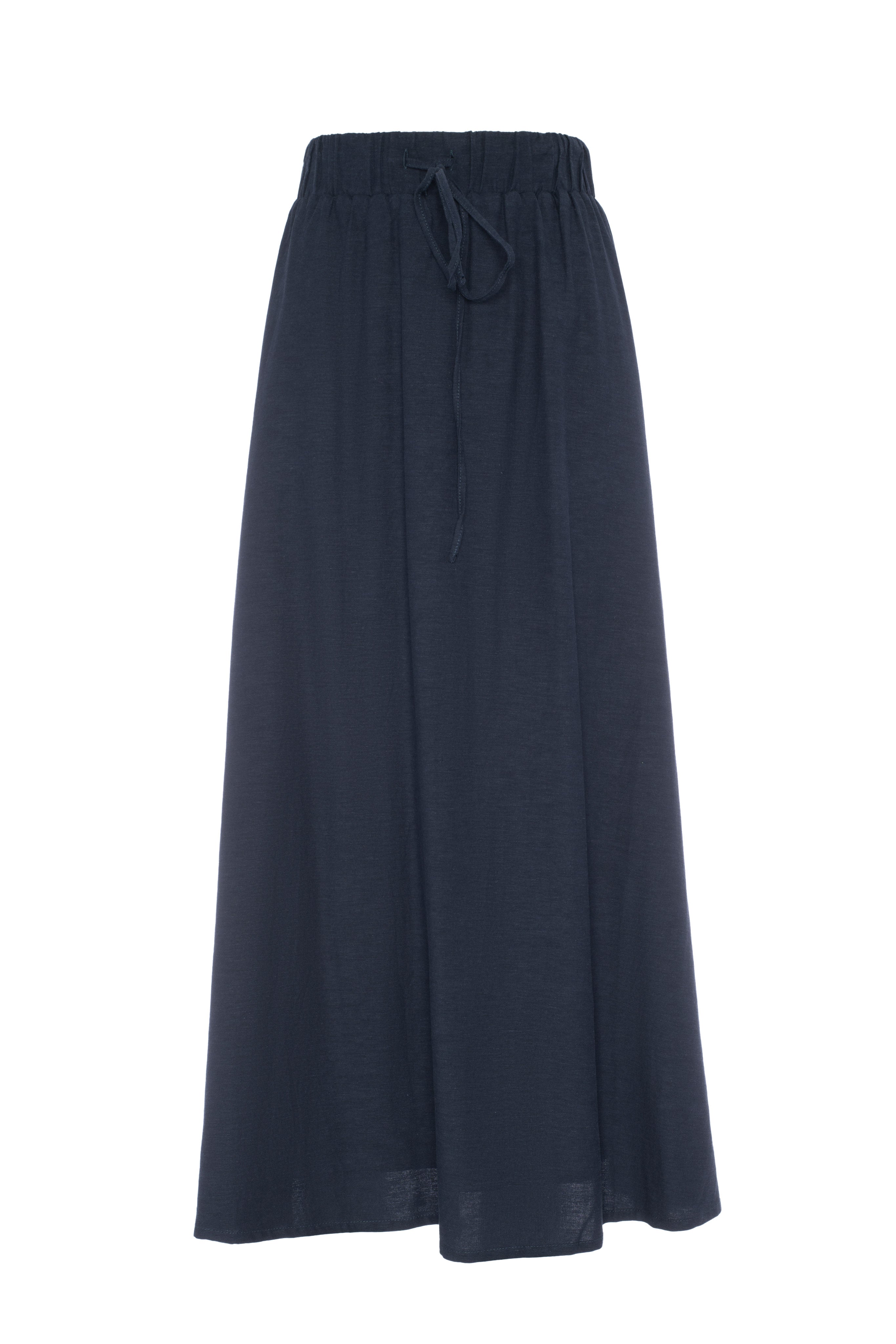 Linen Maxi Pull On Skirt in Dark Denim by The Norway Club