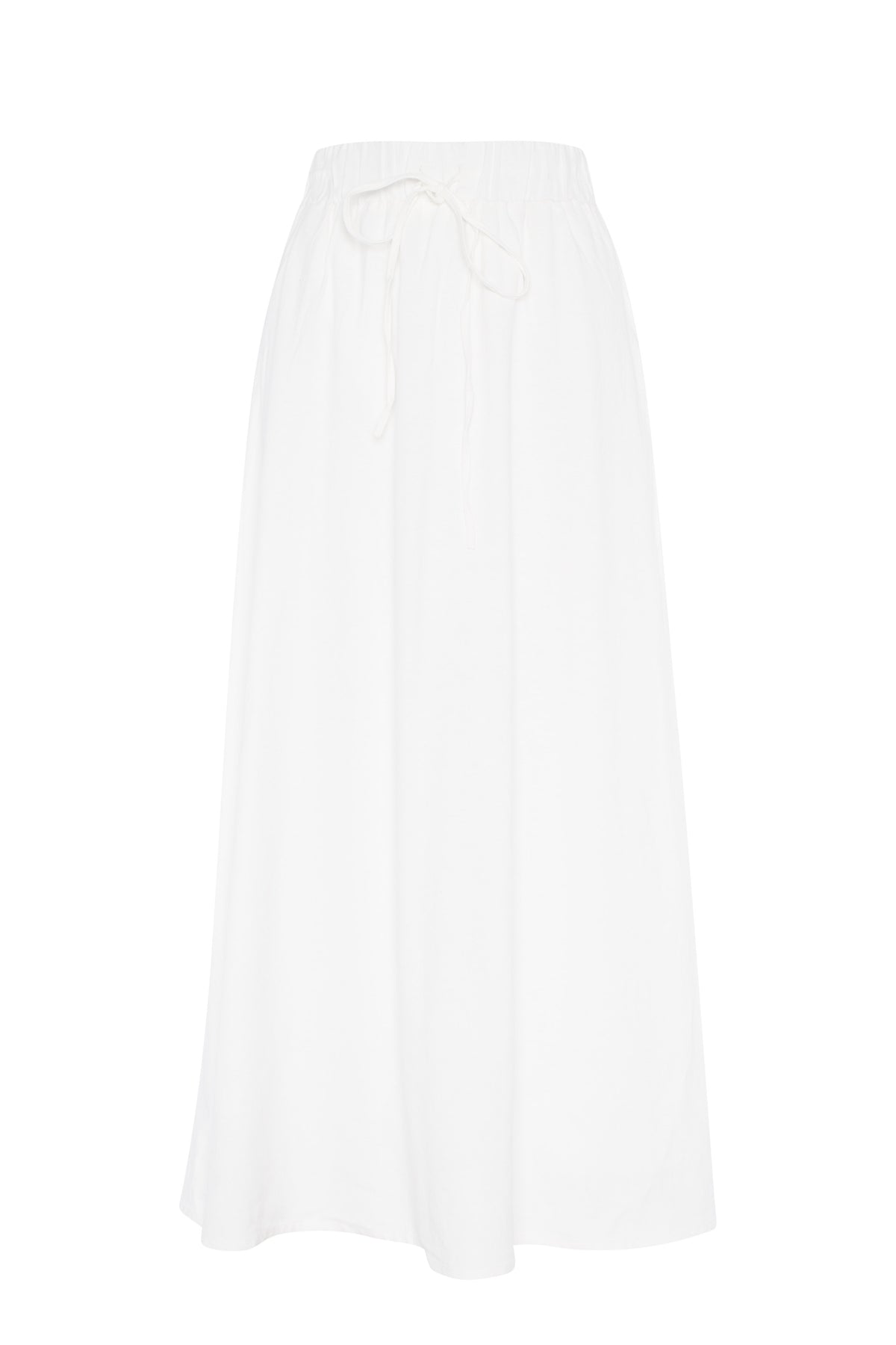 Linen Maxi Pull On Skirt in White by The Norway Club