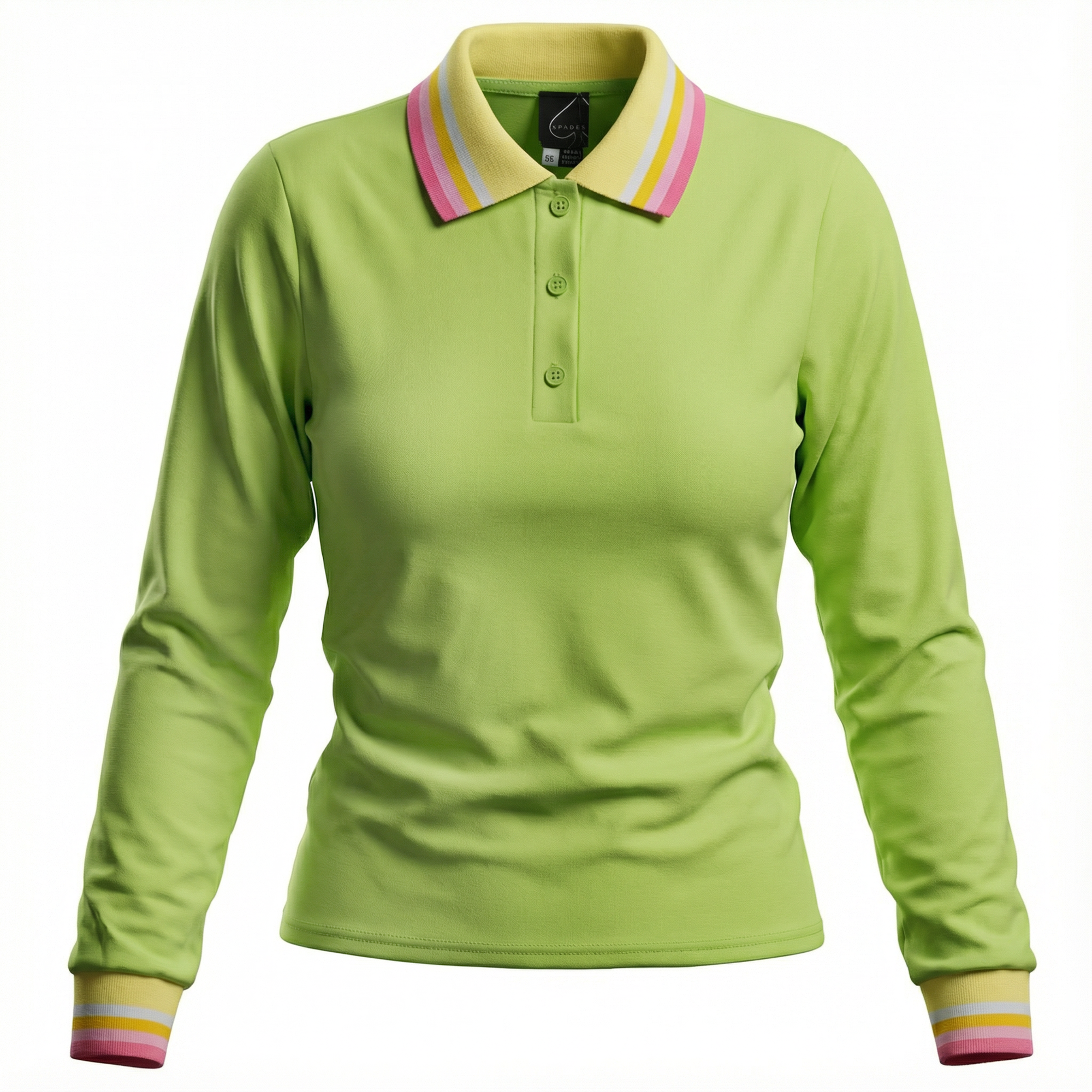 Striped Collar Tee in Neon Green by Spades