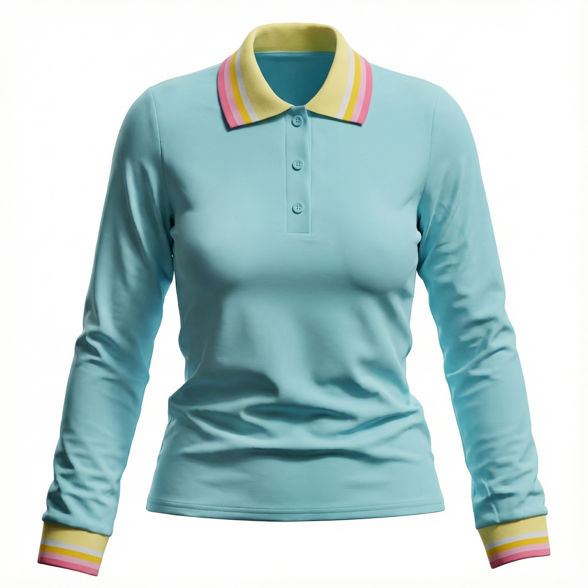 Striped Collar Tee in Pool Blue by Spades