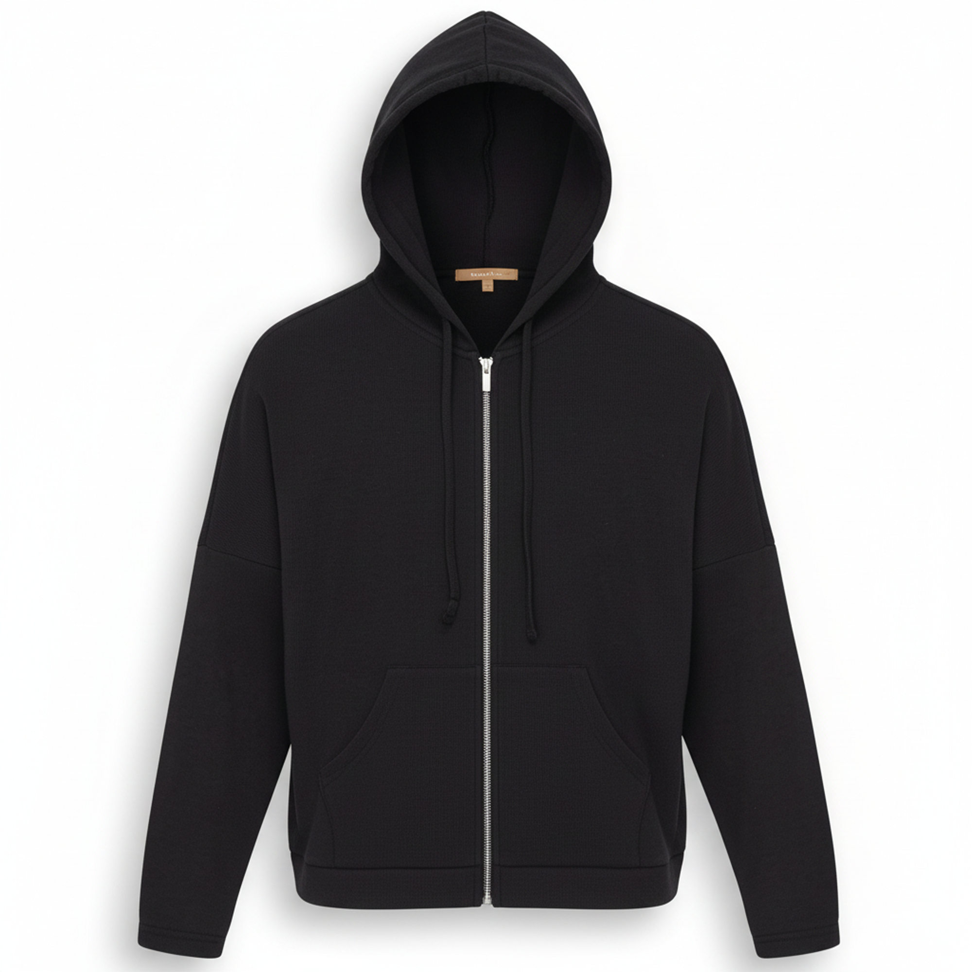 Ribbed Drop Shoulder Hoodie in Black by Positive