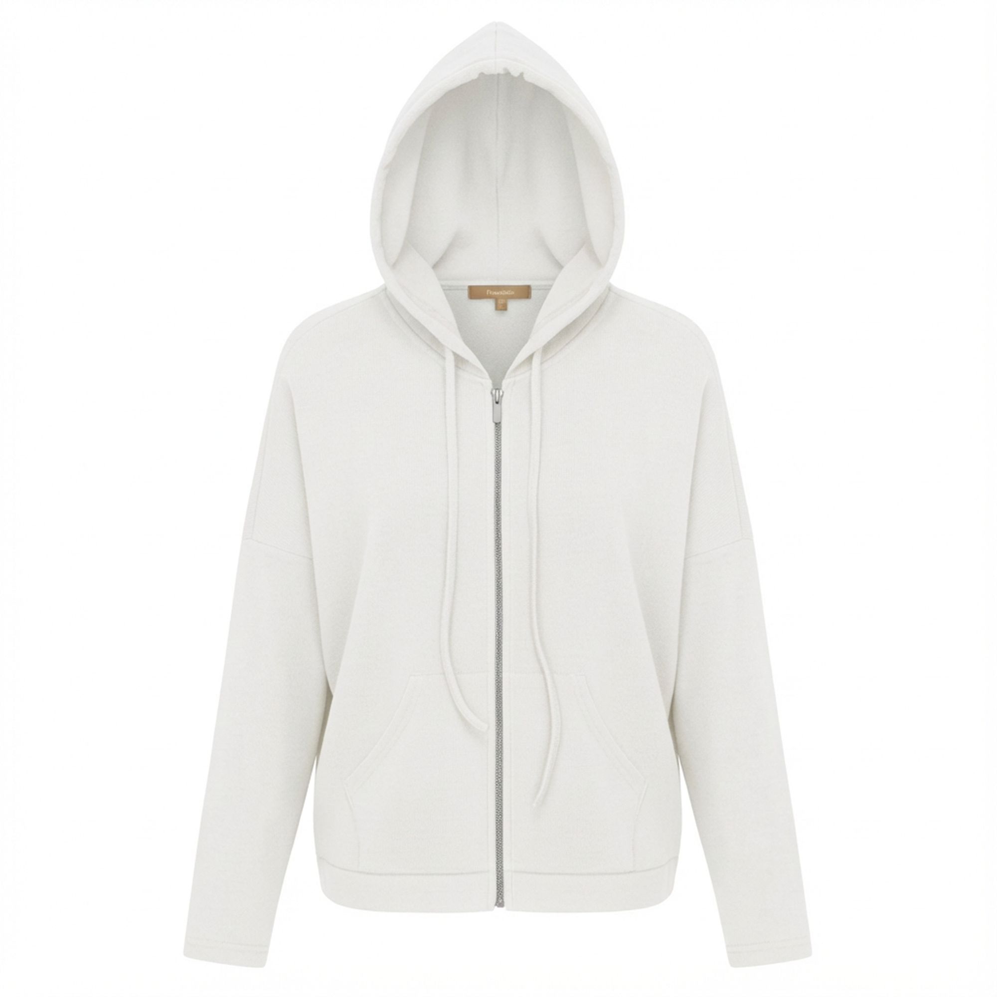 Ribbed Drop Shoulder Hoodie in White by Positive