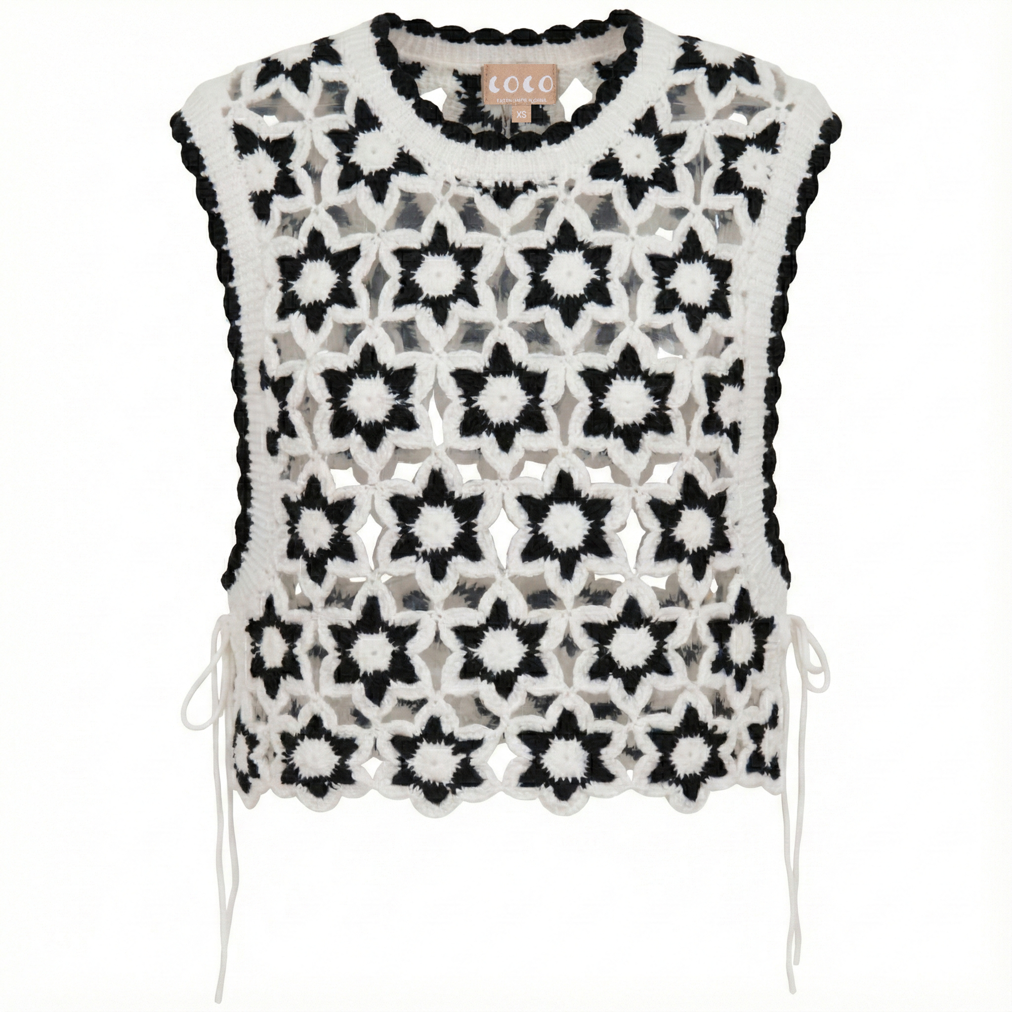 Brocade Tie Vest in Black Cream by Coco
