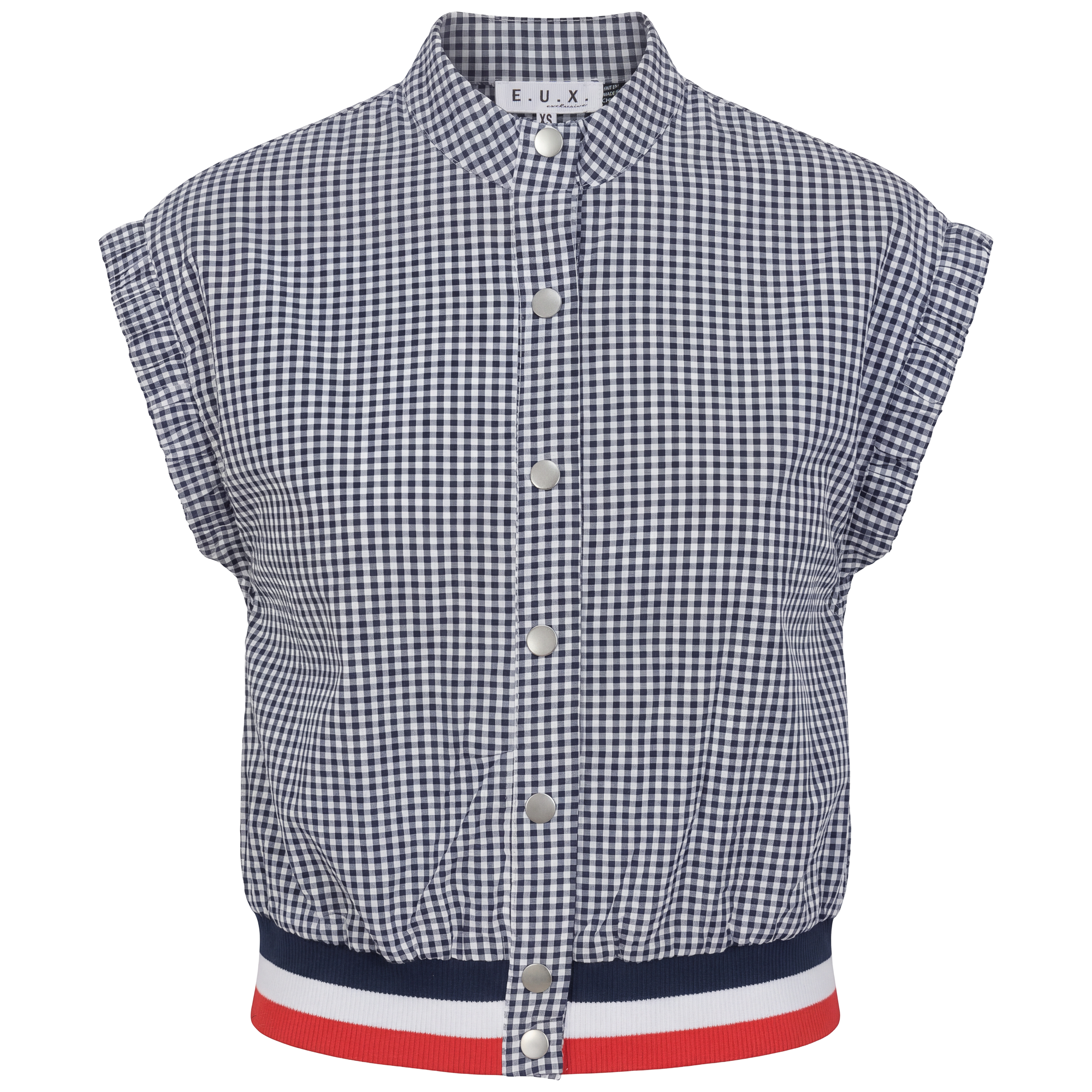 Gingham Snap Vest in Navy White by E.U.X. Exclusive