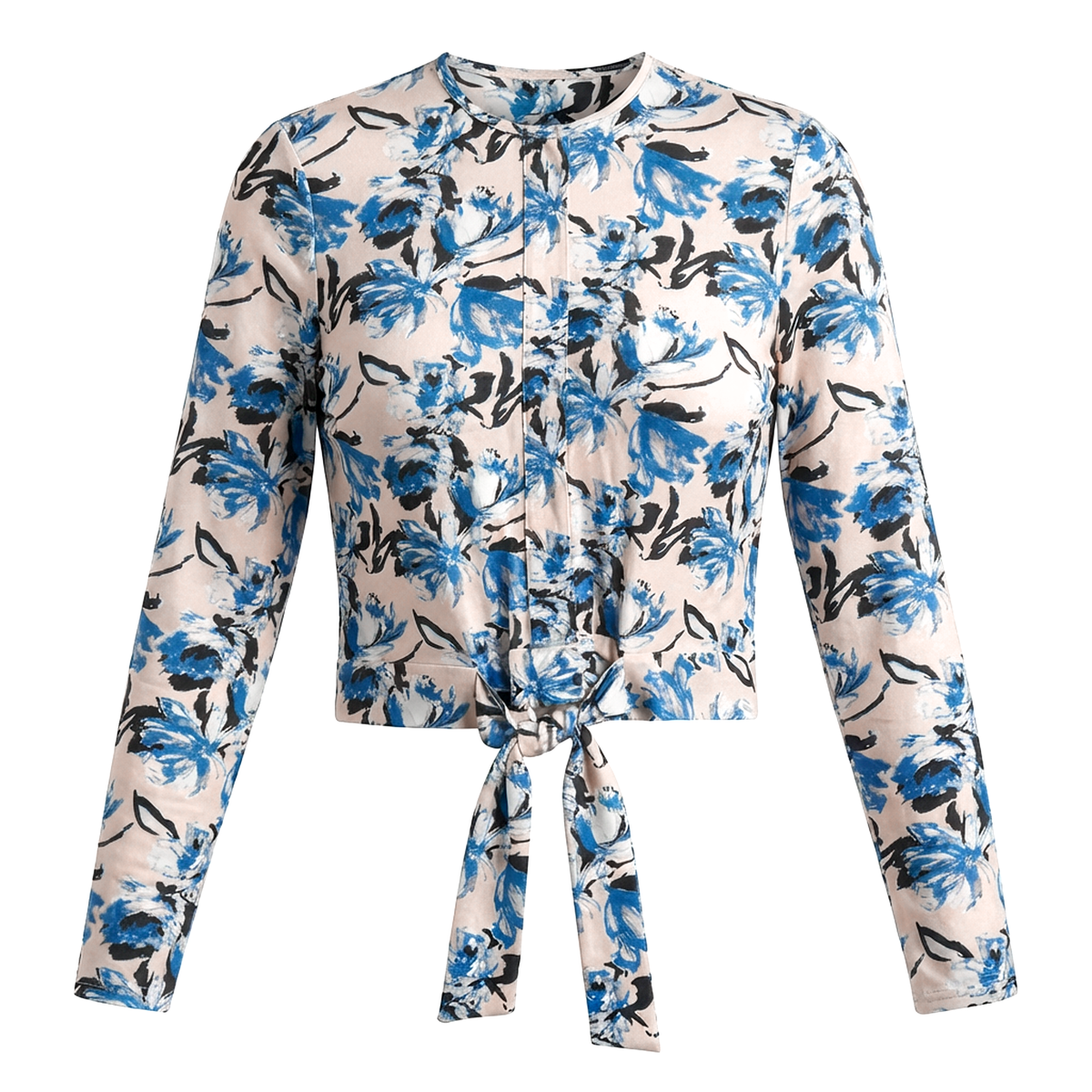 Printed Tie Tee in Beige by 24-Jul