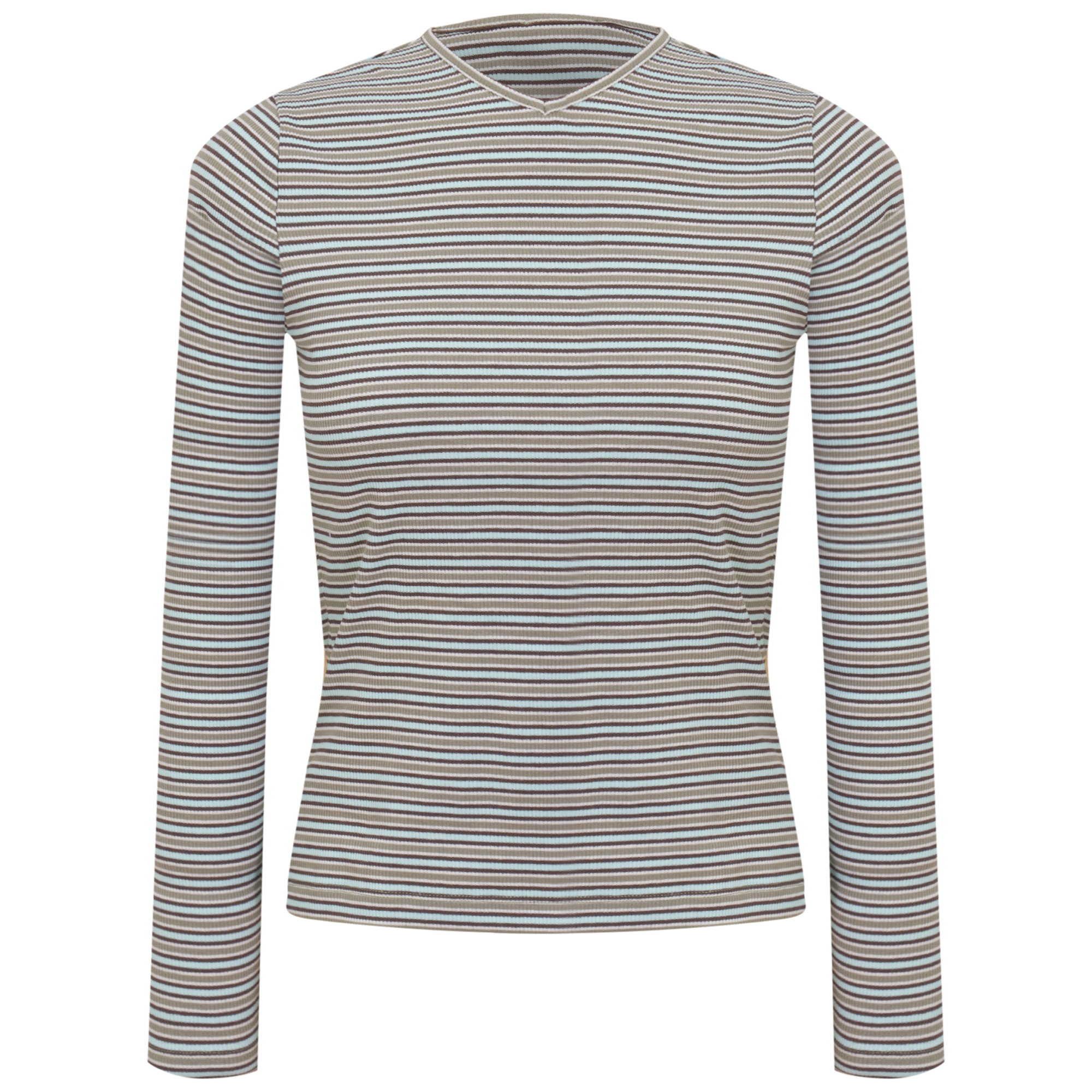 V Neck Dolman Striped Tee in Espresso by Dot