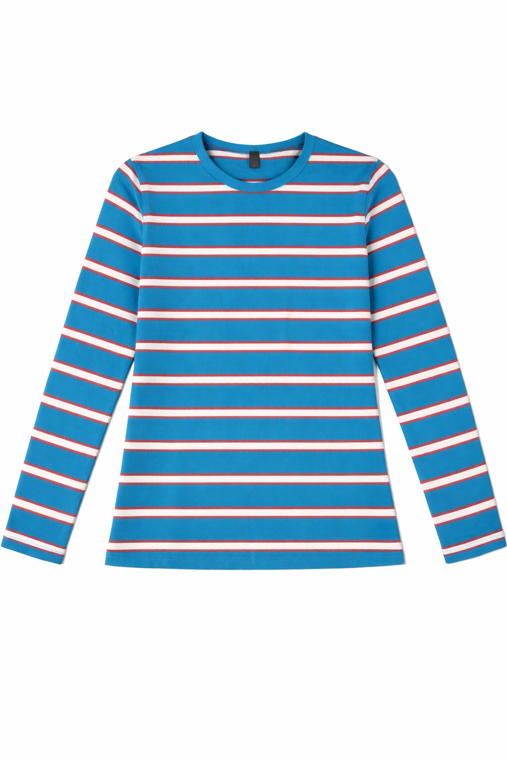 Striped V Neck Tee in Malibu by 24/7