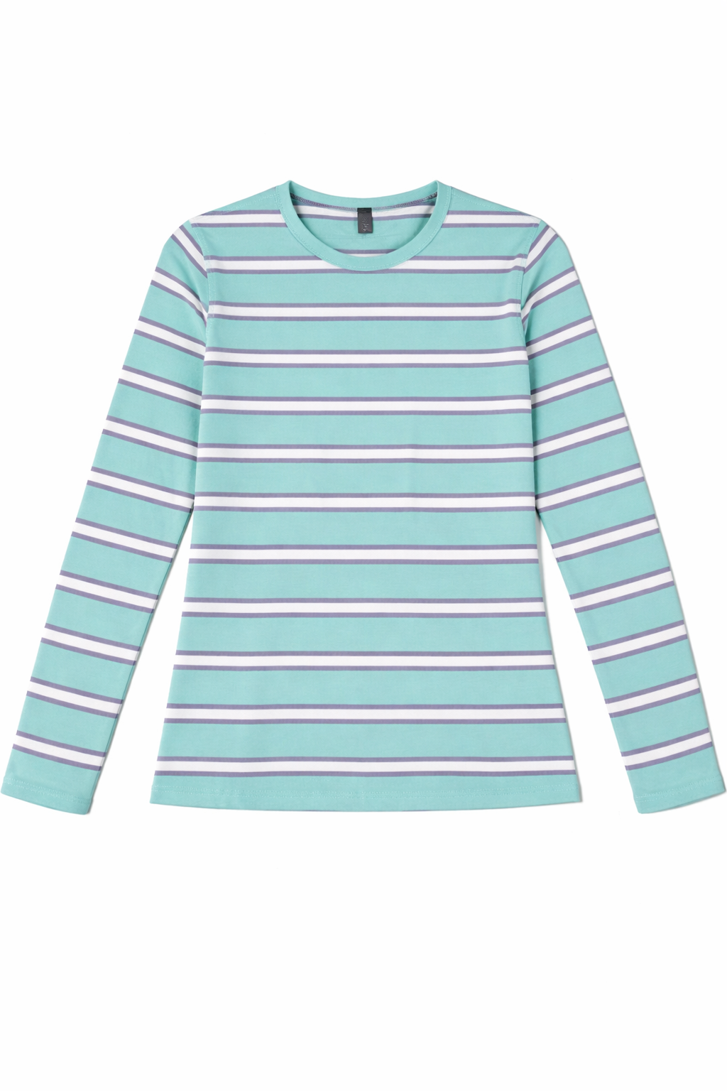 Striped V Neck Tee in Mint by 24/7