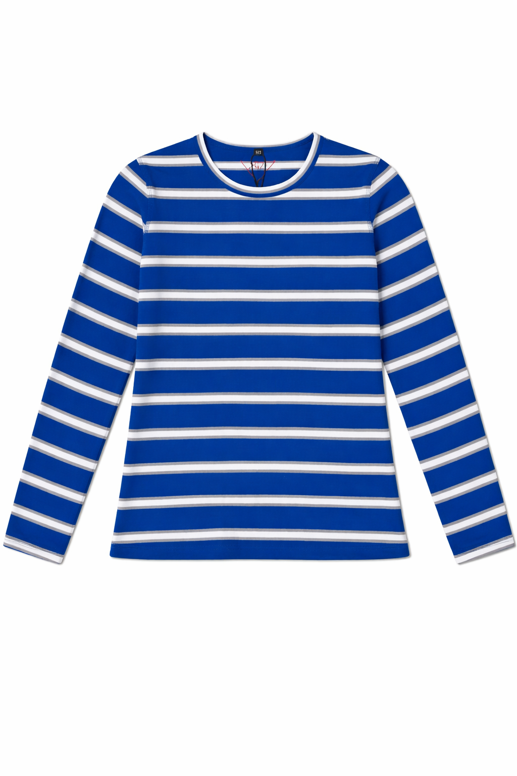 Striped V Neck Tee in Sapphire by 24/7