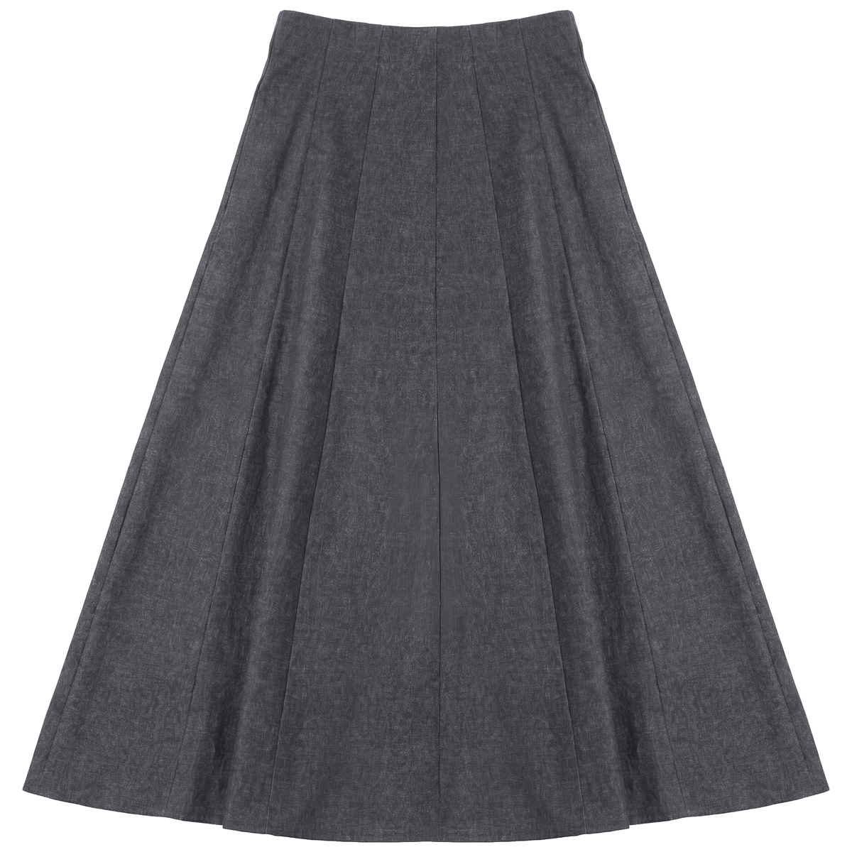 Stretch Denim Midi Panel Skirt in Black by Spades