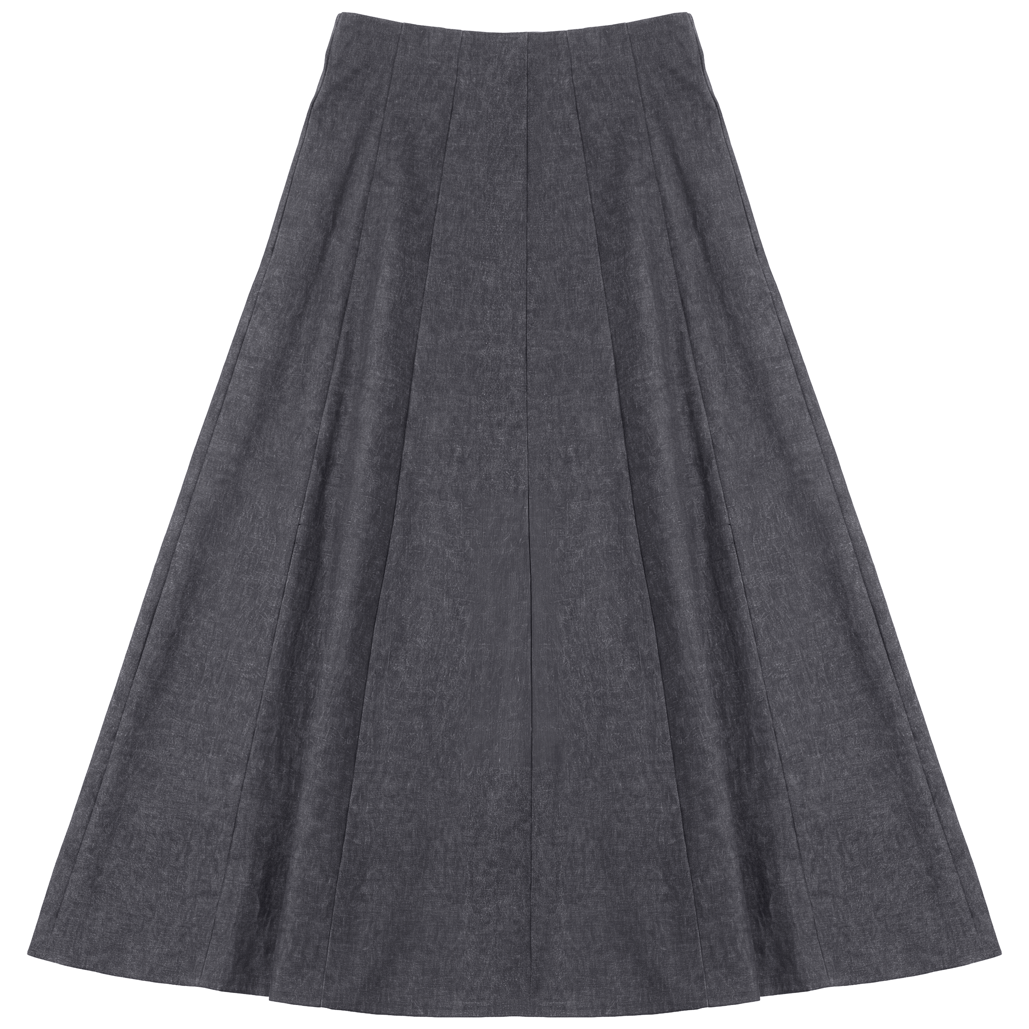 Stretch Denim Midi Panel Skirt in Black by Spades