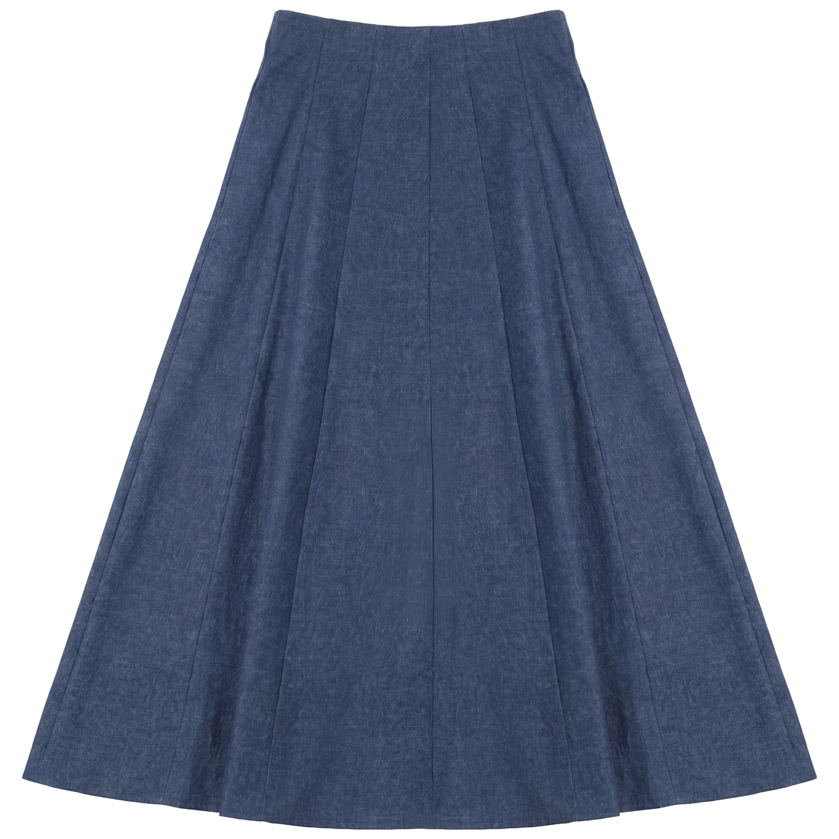 Stretch Denim Midi Panel Skirt in Denim by Spades