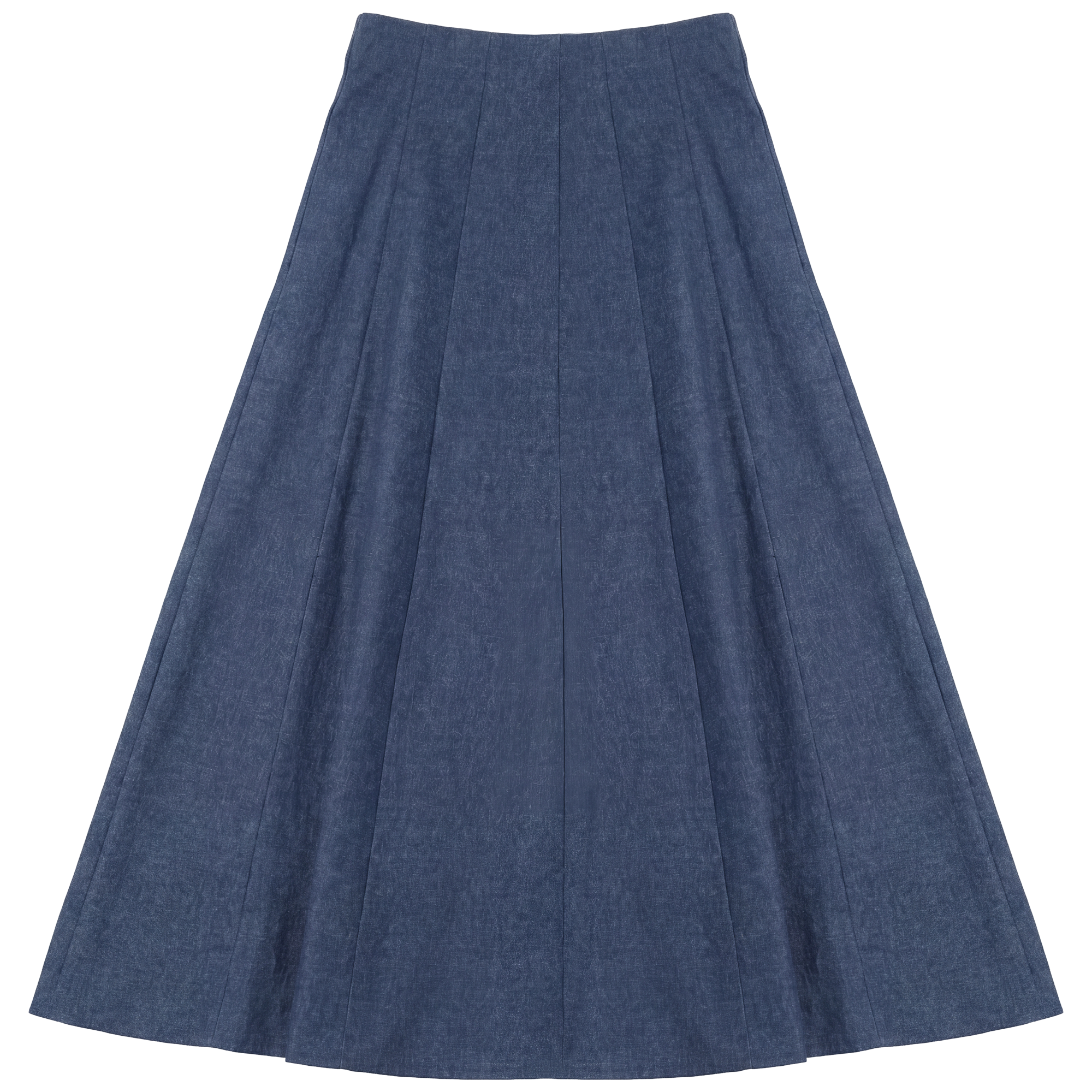 Stretch Denim Midi Panel Skirt in Denim by Spades
