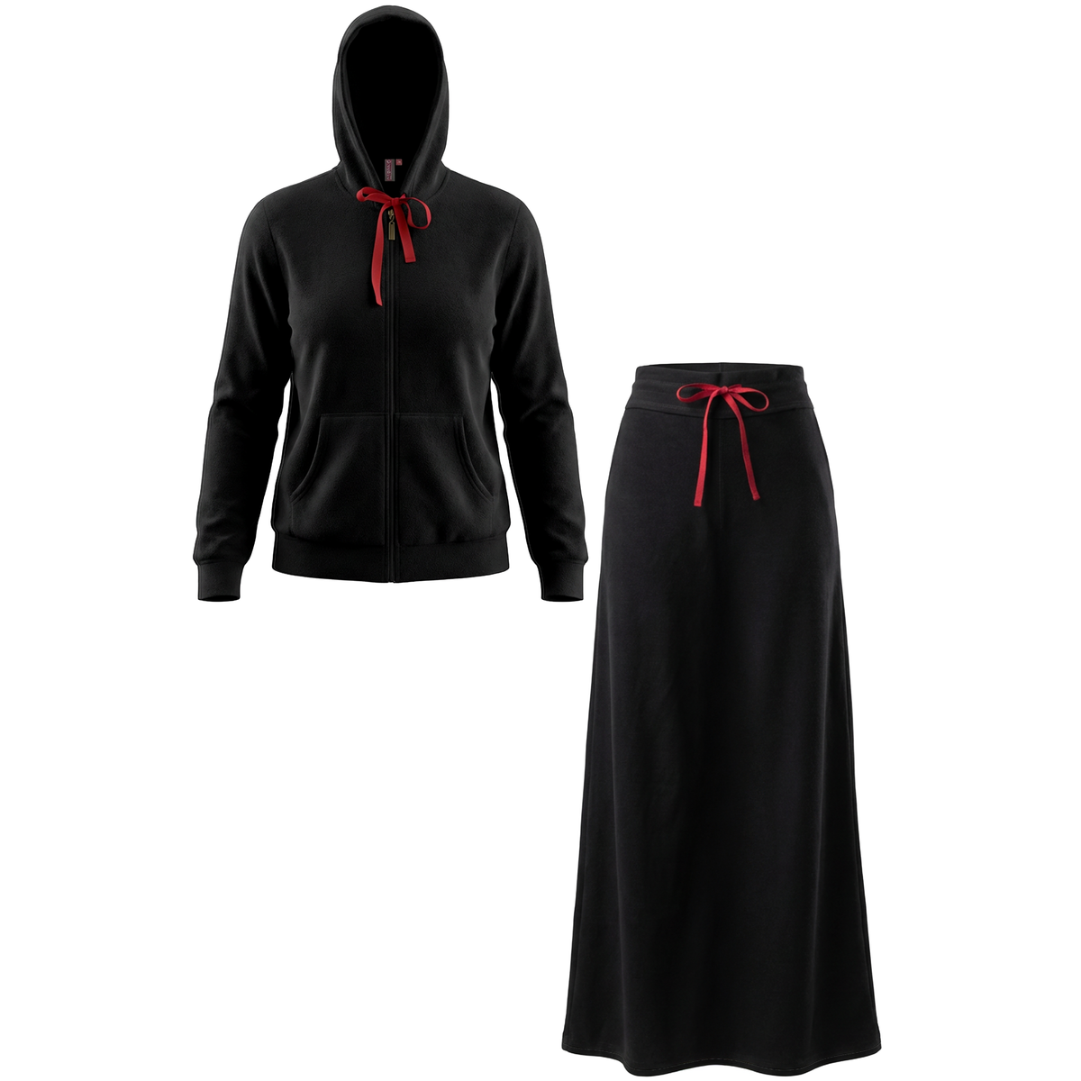 2 PC Terry Set in Jet Black Red by Red Myth
