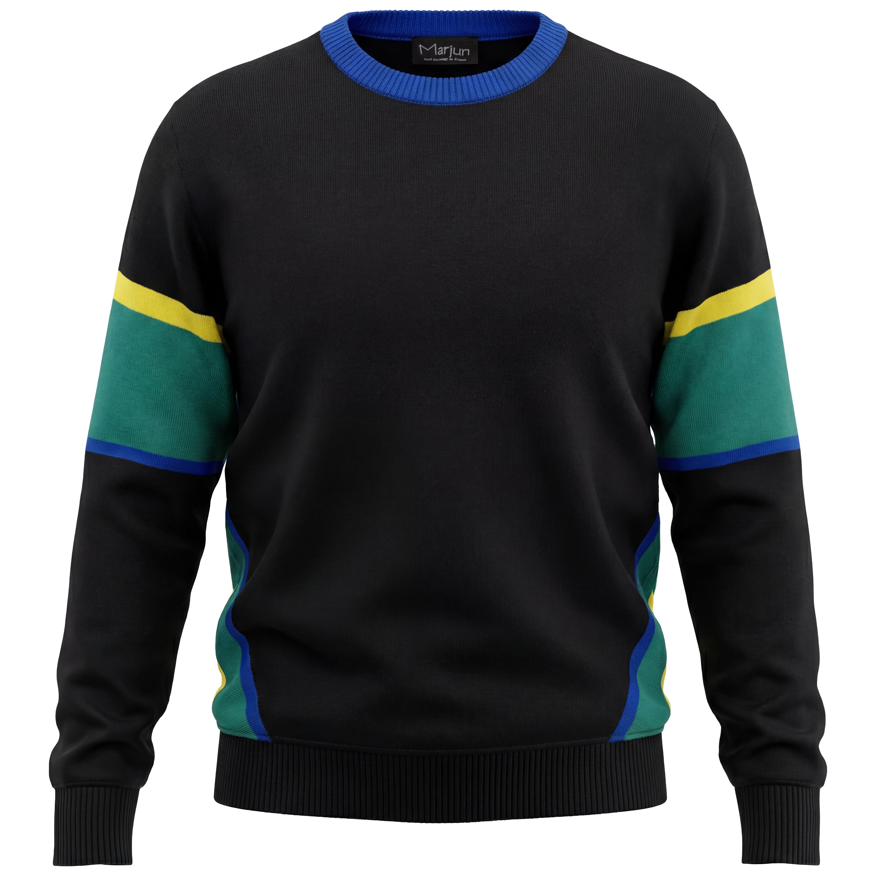 Side Slit Abstract Sweater in Black Green by Marjun