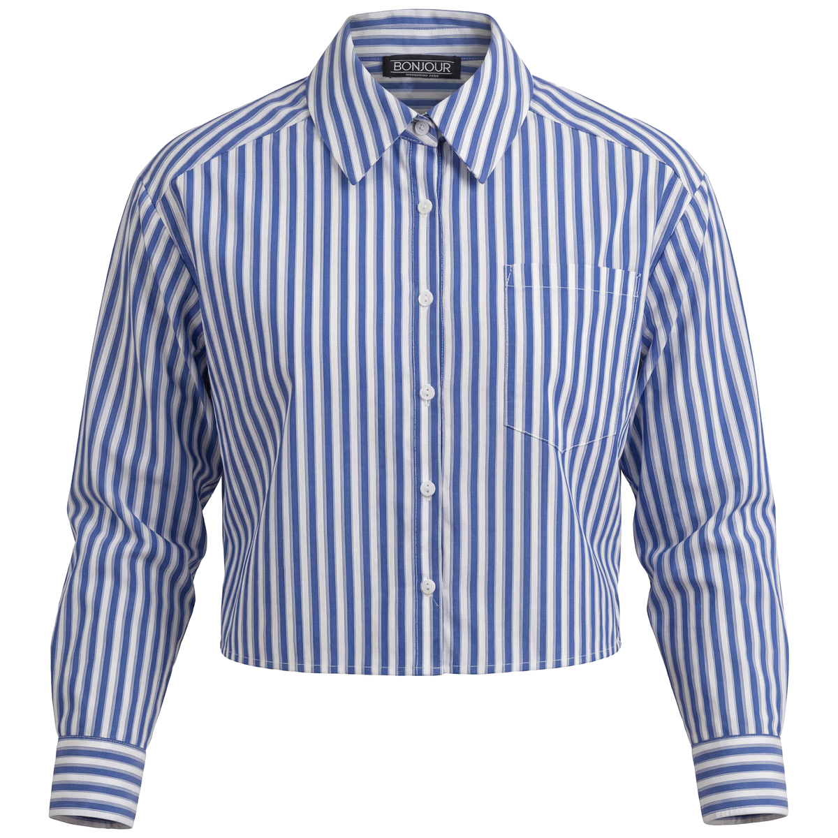 Cropped Stripped Blouse in Sapphire by Bonjour