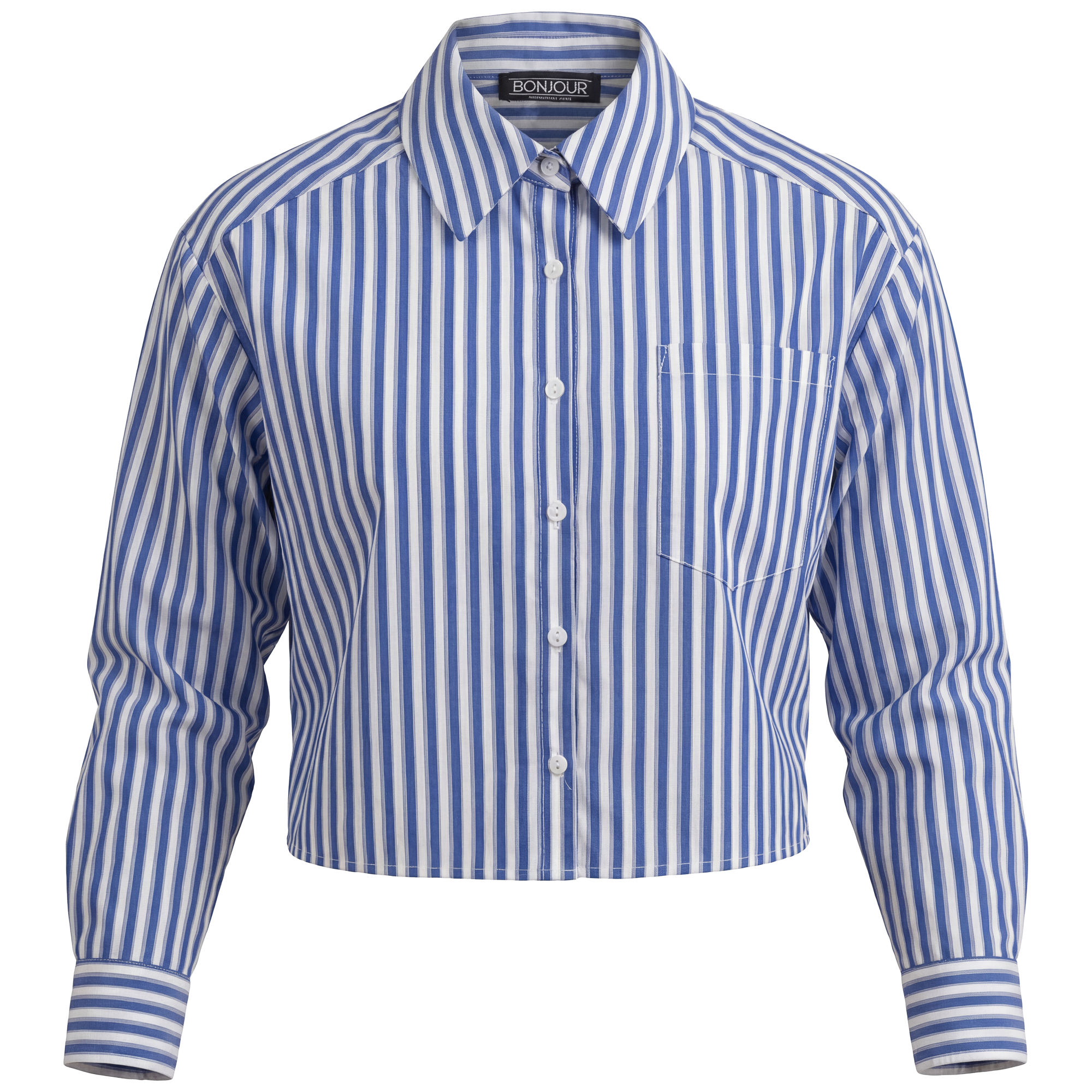 Cropped Stripped Blouse in Sapphire by Bonjour