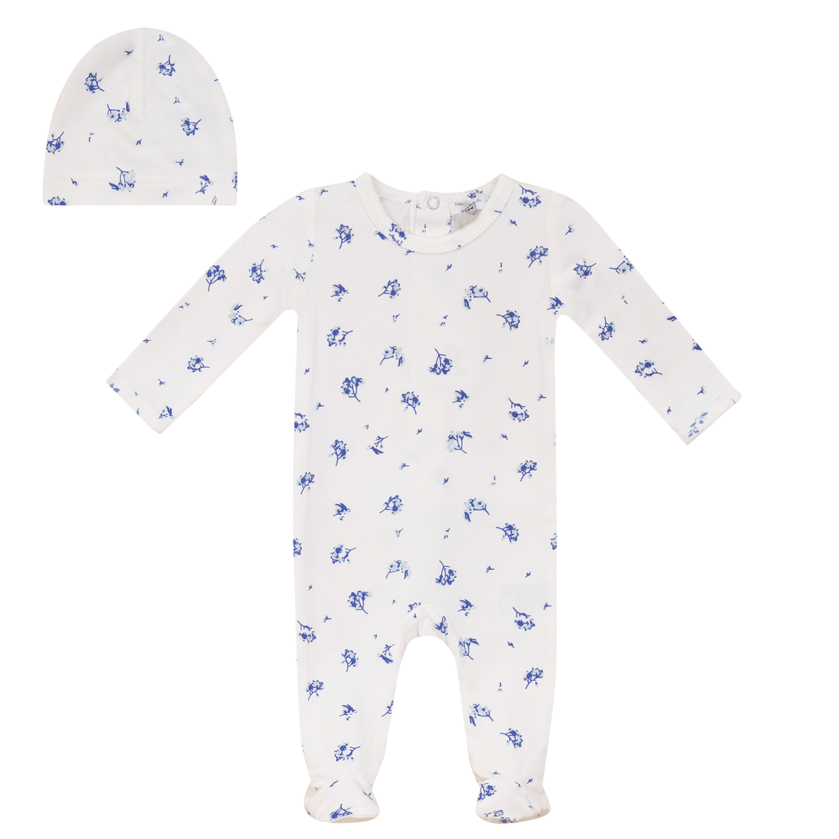 Flower Print Onesie in Powder Blue by Little Fragile