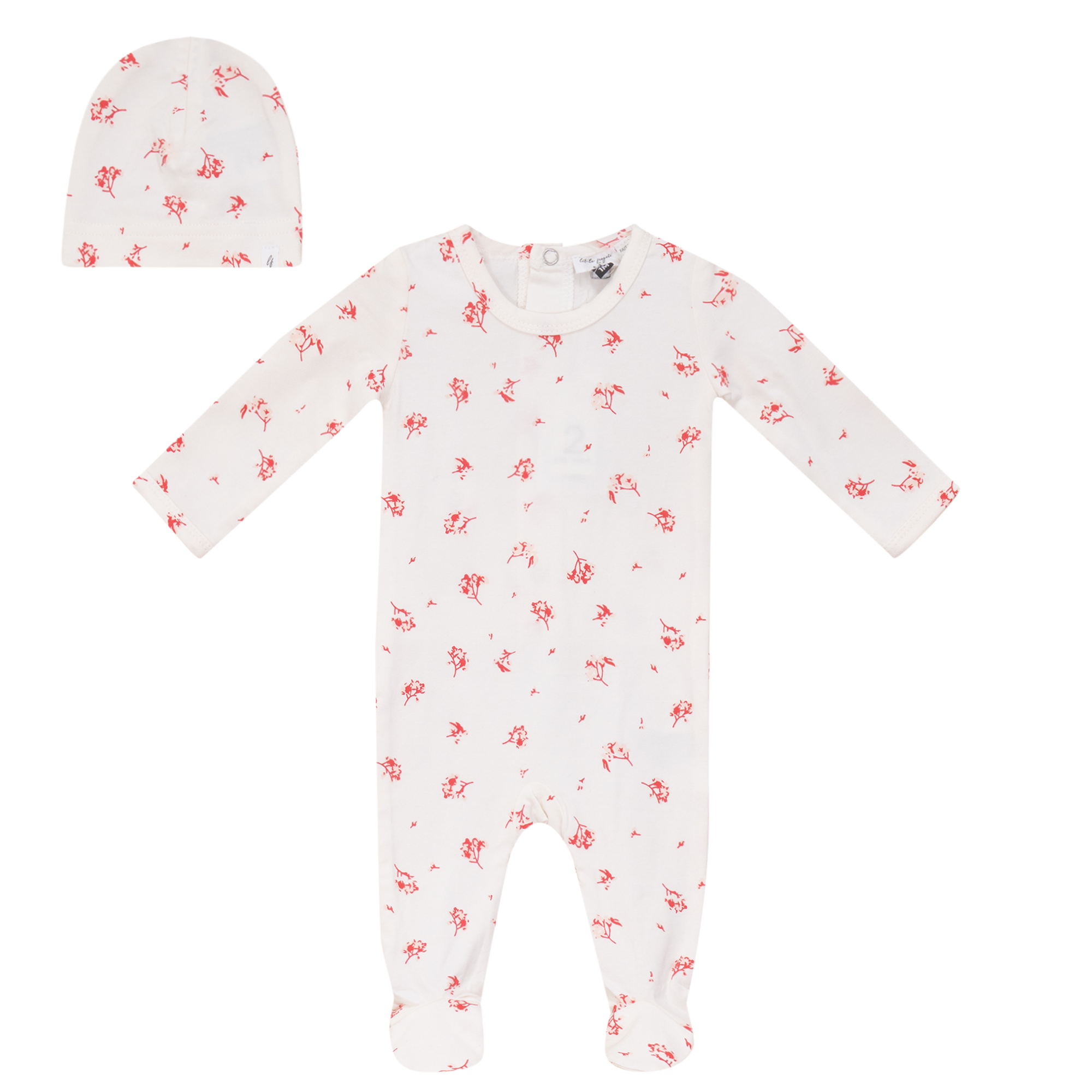 Flower Print Onesie in Powder Red by Little Fragile