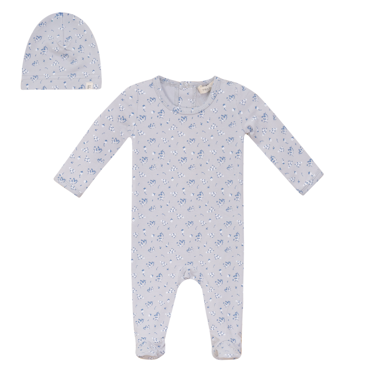 Floral Print Onesie in Pale Blue by Fragile