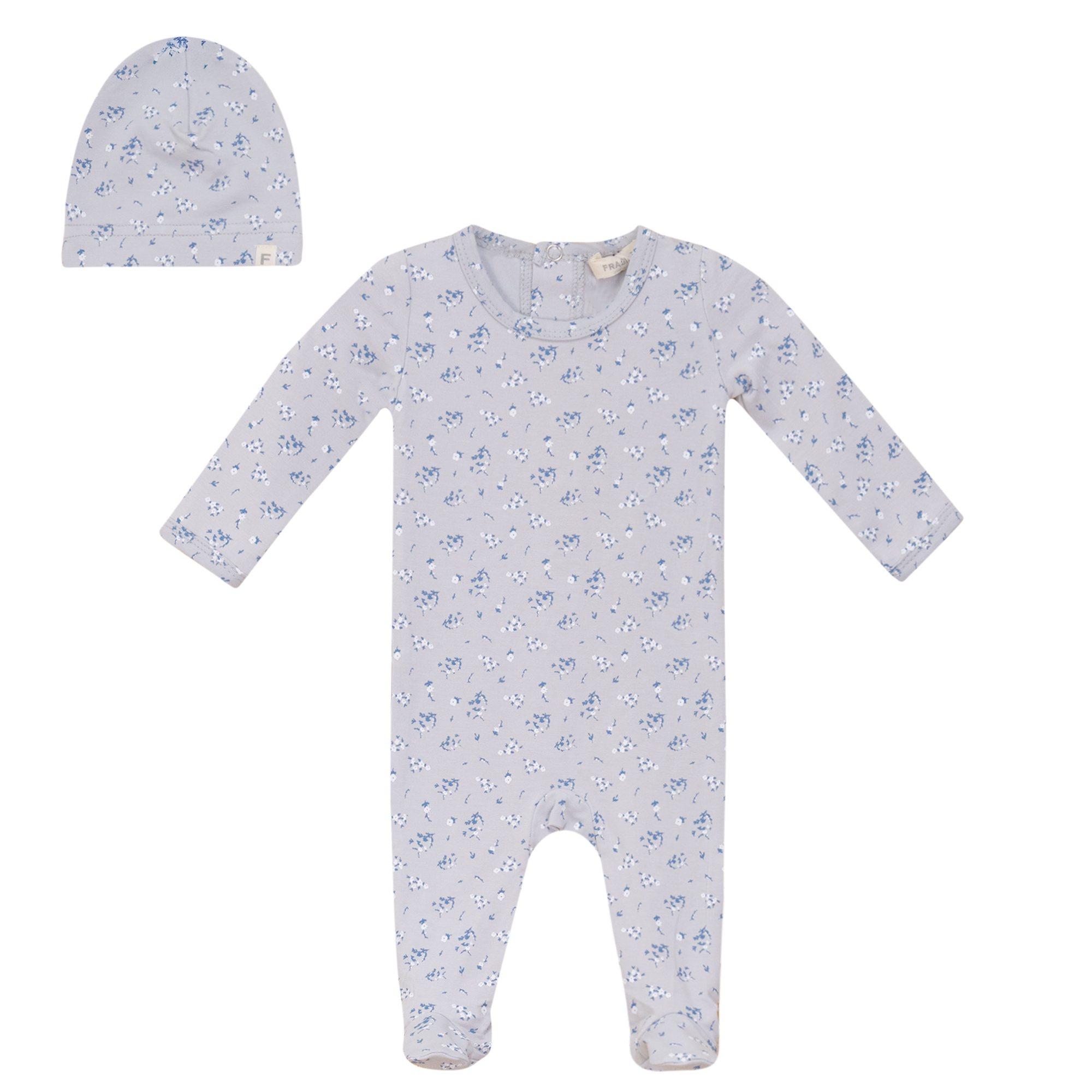 Floral Print Onesie in Pale Blue by Fragile