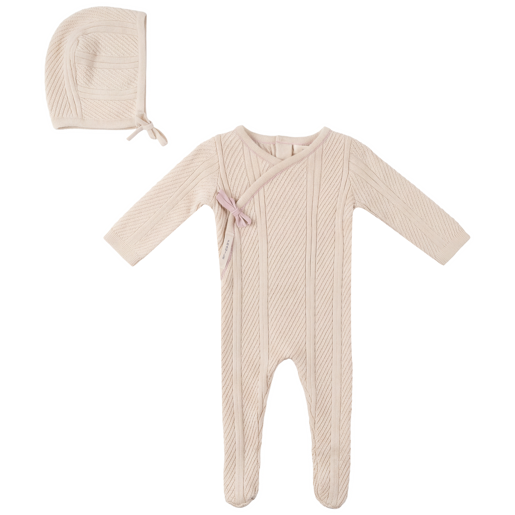 Lace Textured Knit Onesie in Natural Petal by Fragile