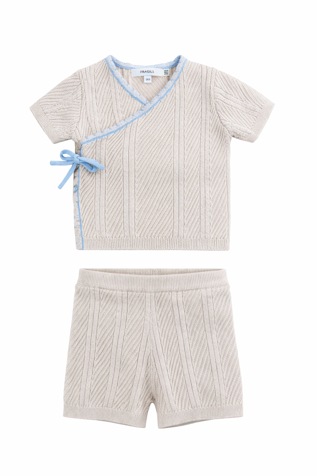 Lace Textured Knit Set in Natural Blue by Fragile