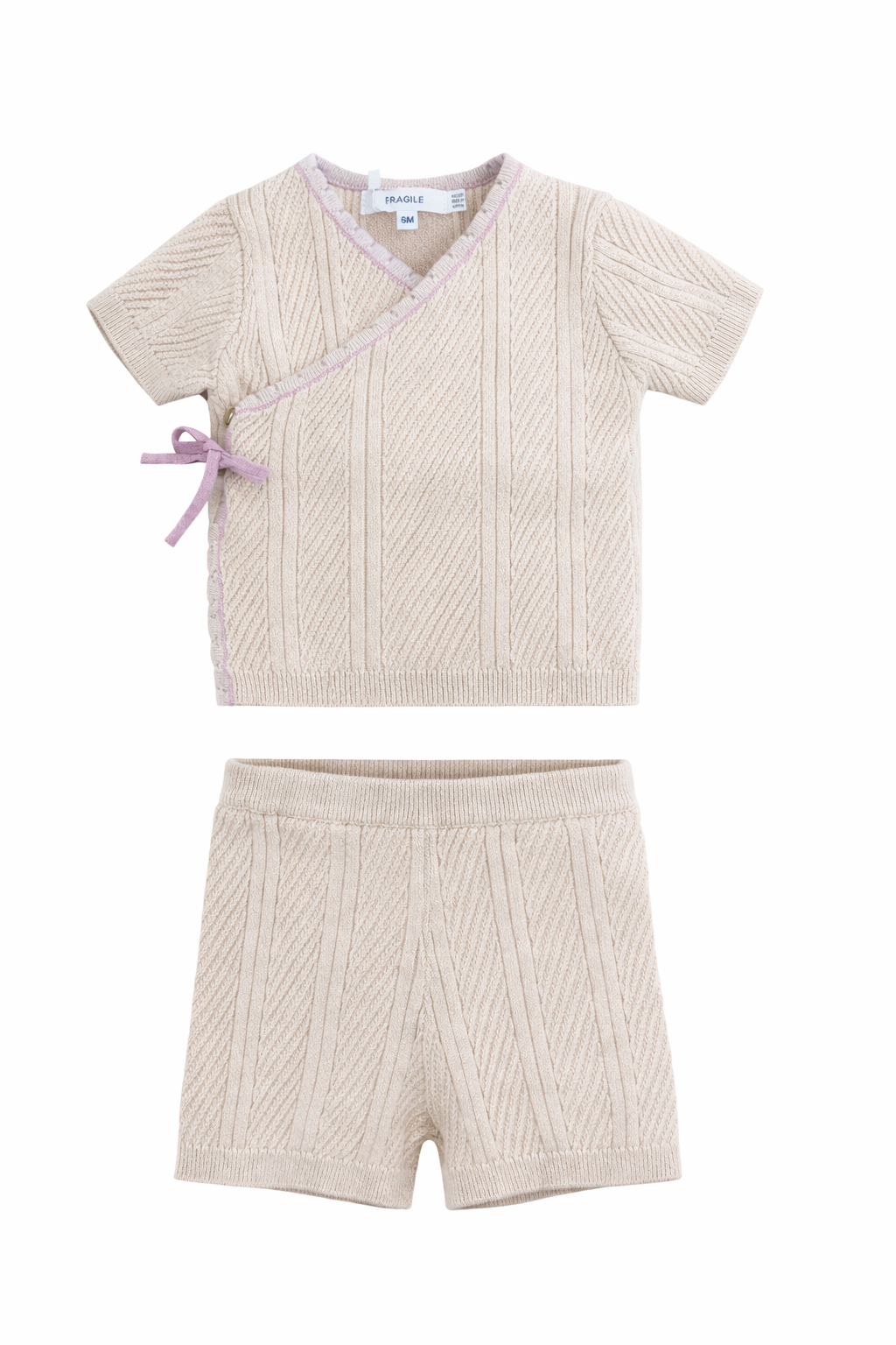 Lace Textured Knit Set in Natural Petal by Fragile
