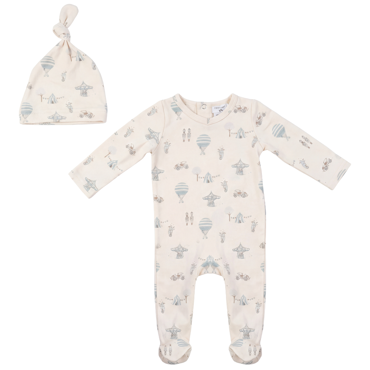 Carrousle Print Onesie in Natural Aqua by Little Fragile