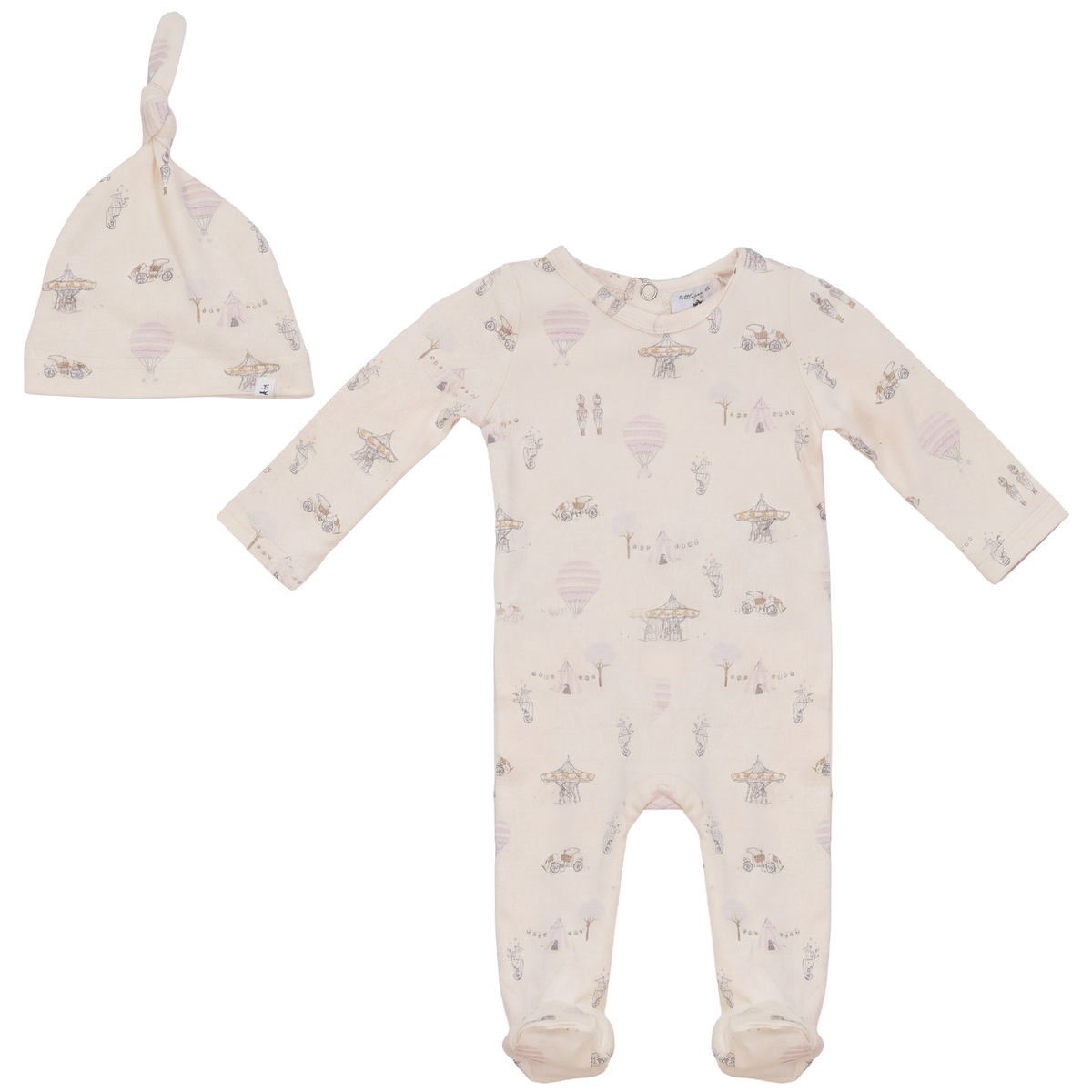 Carrousle Print Onesie in Natural Pink by Little Fragile