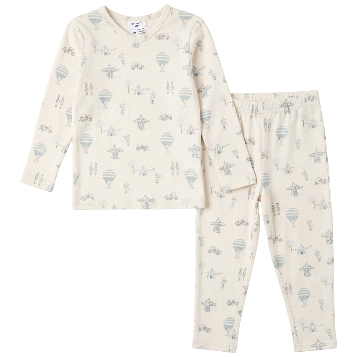 Carrousle Print Set in Natural Aqua by Little Fragile