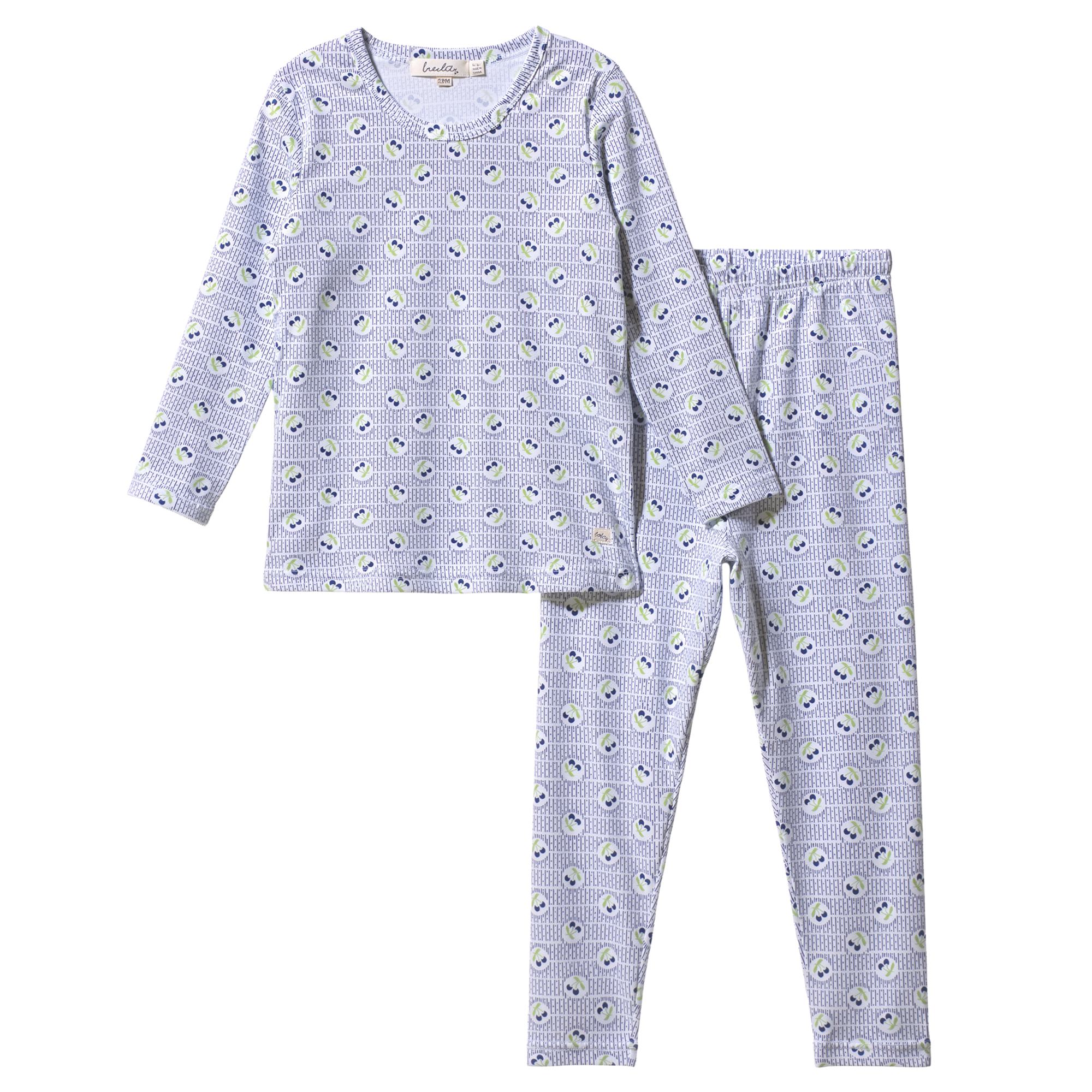 Cherry Print Dotted Set in White Navy by Lola