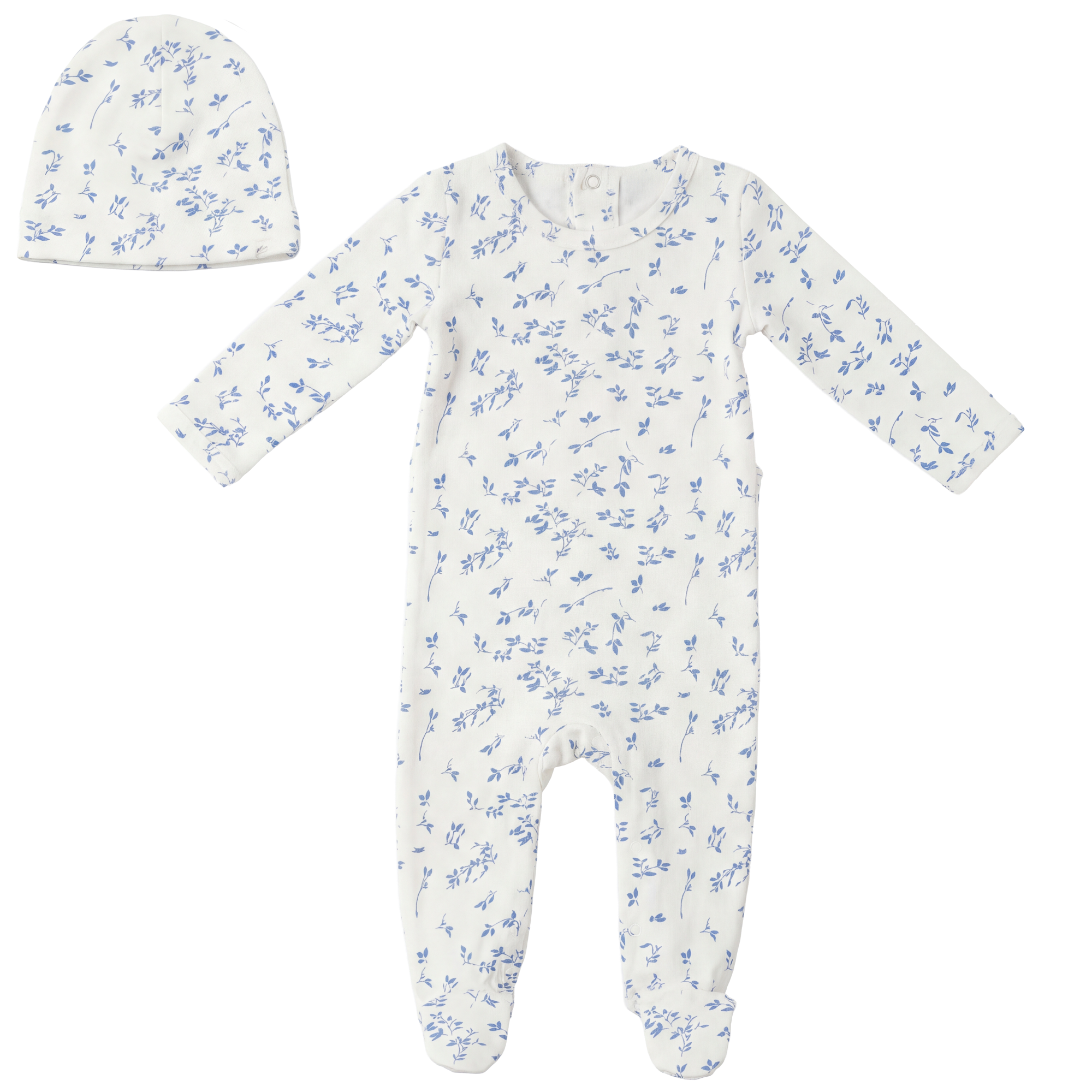 Leaves Print Onesie in Powder Navy by Fragile