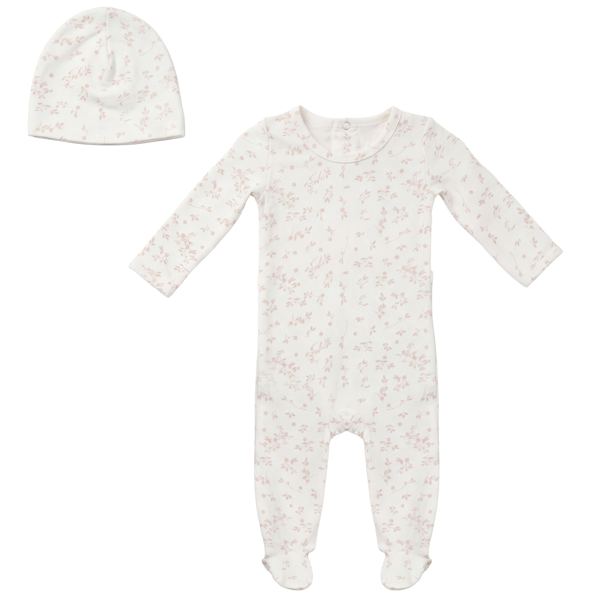 Leaves Print Onesie in Powder Petal by Fragile
