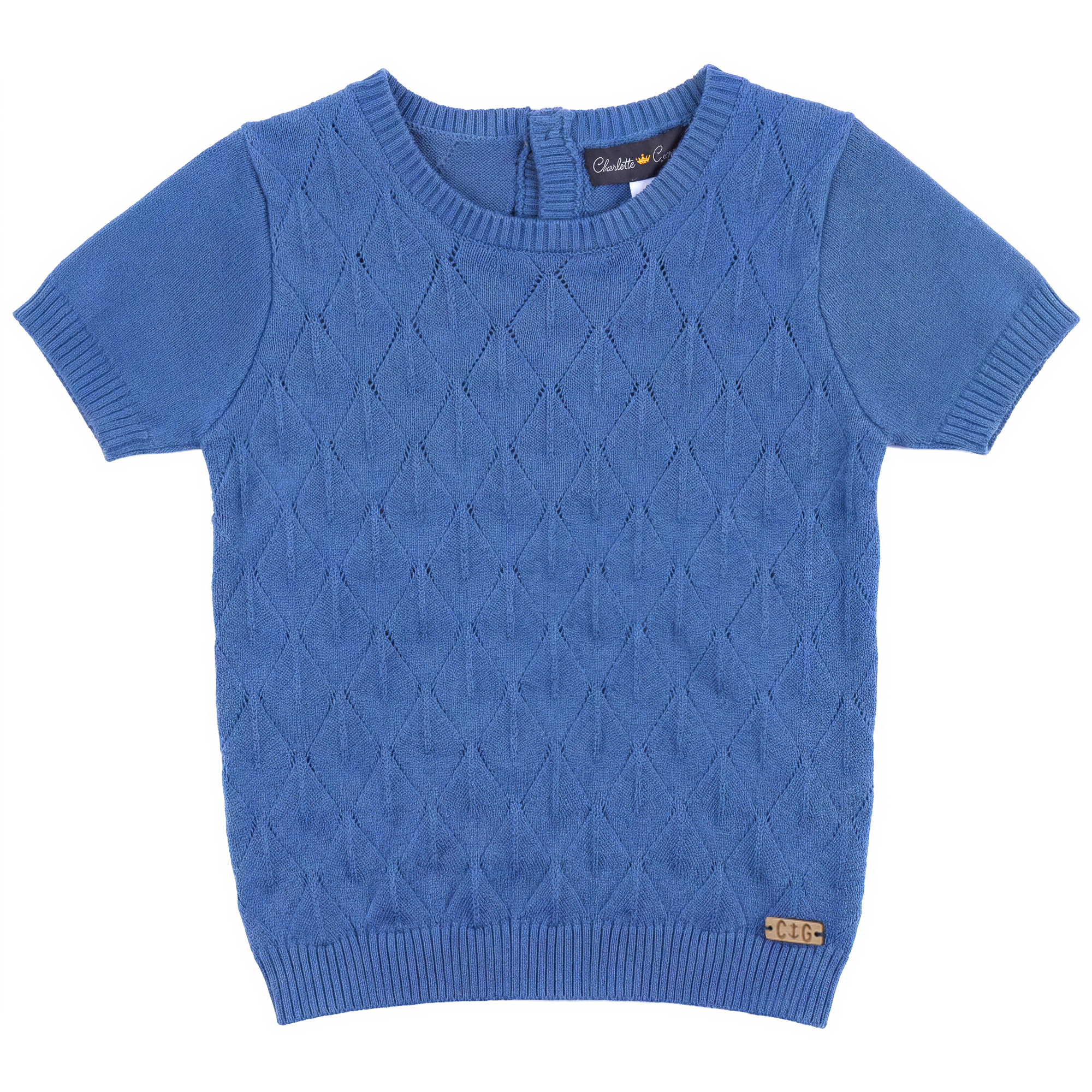 Diamond Knit Sweater in River by Charlotte & George